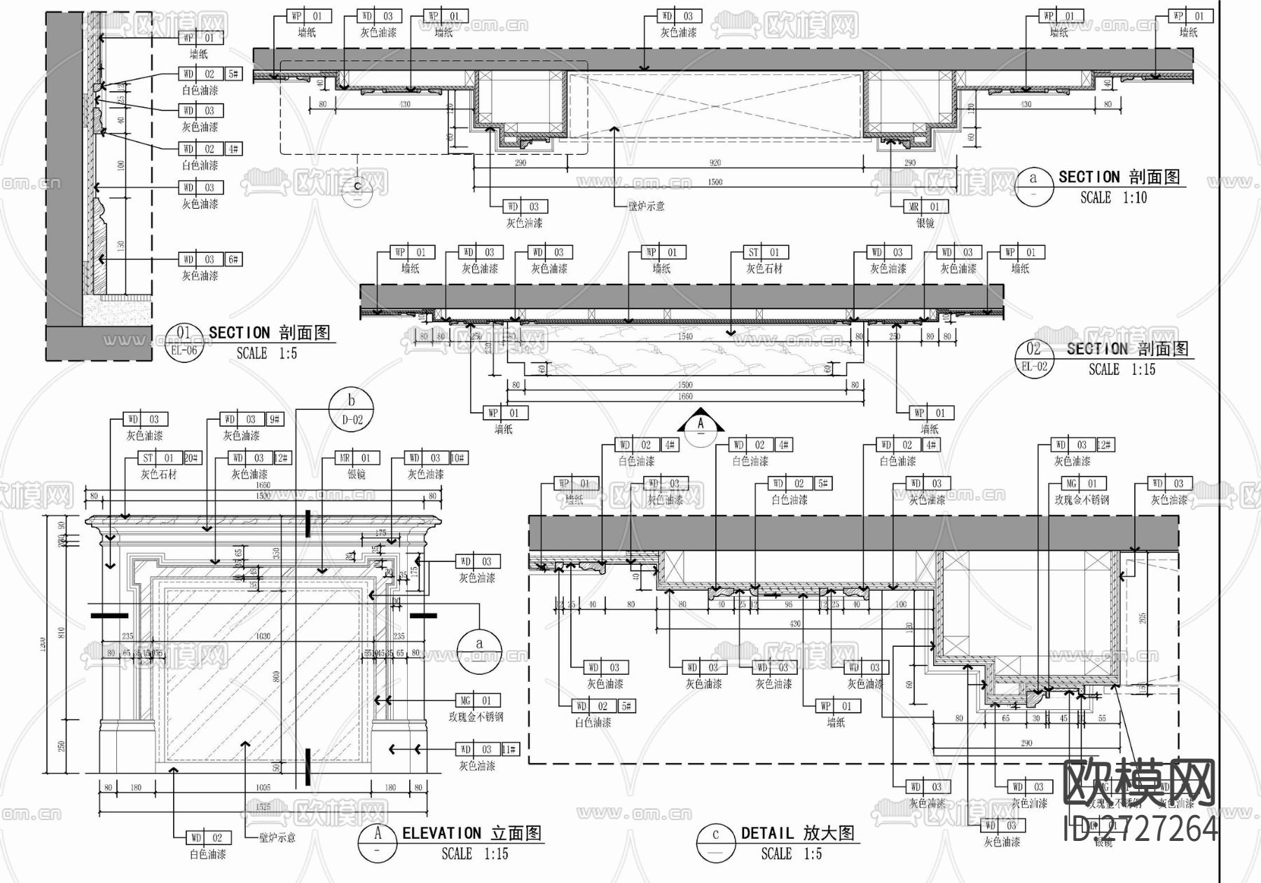 家装平层cad施工图下载（渲染图9）