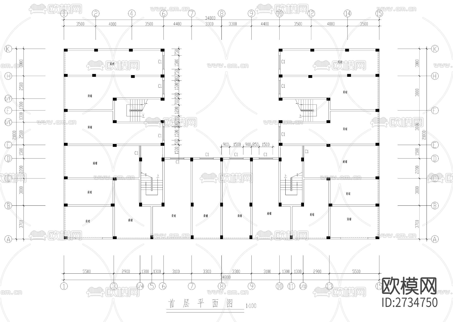 安置楼建筑cad施工图下载（渲染图2）