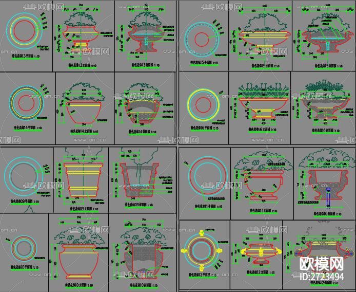 花钵cad图库下载（渲染图4）