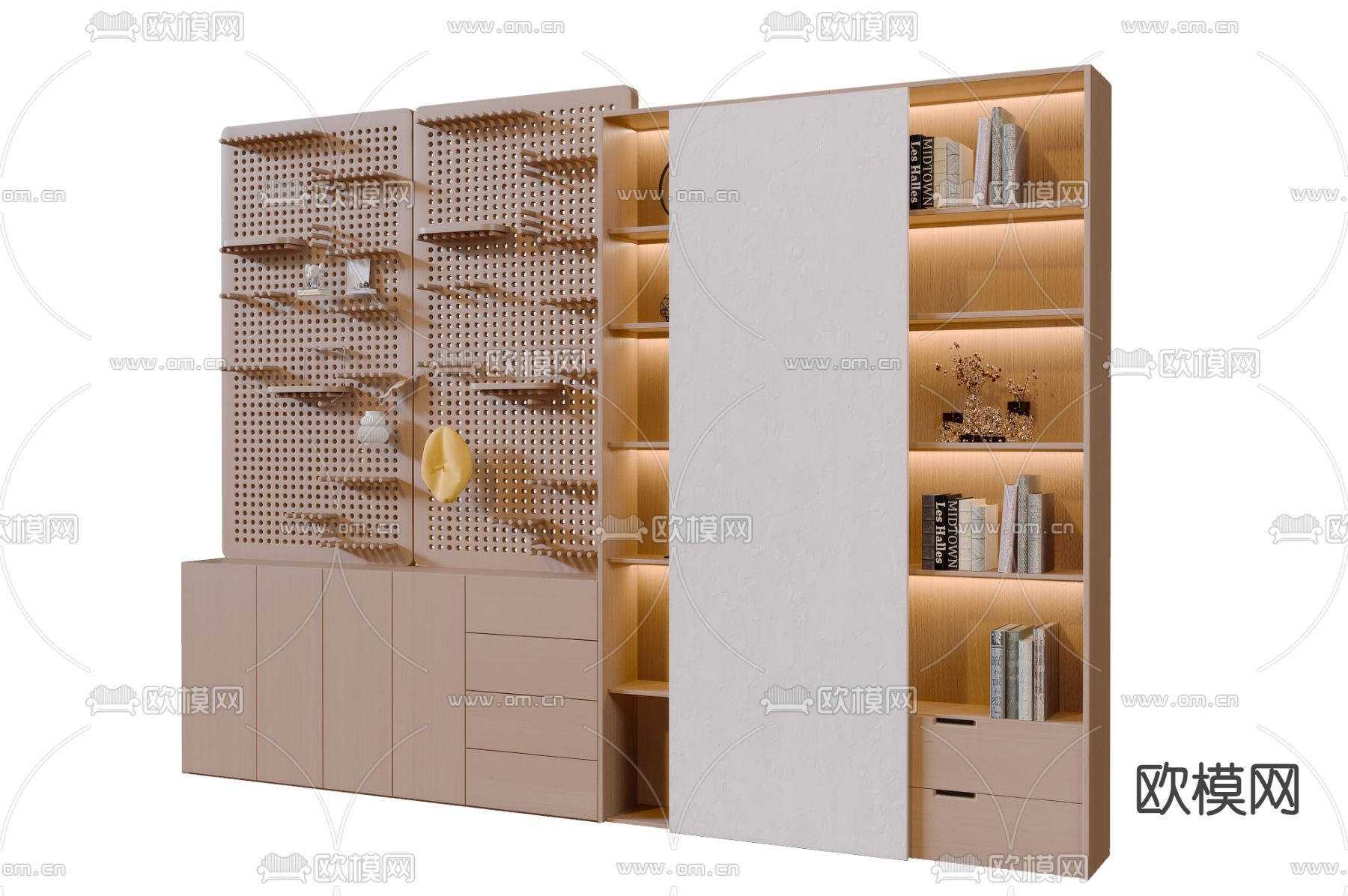 北欧装饰柜 书柜3d模型下载