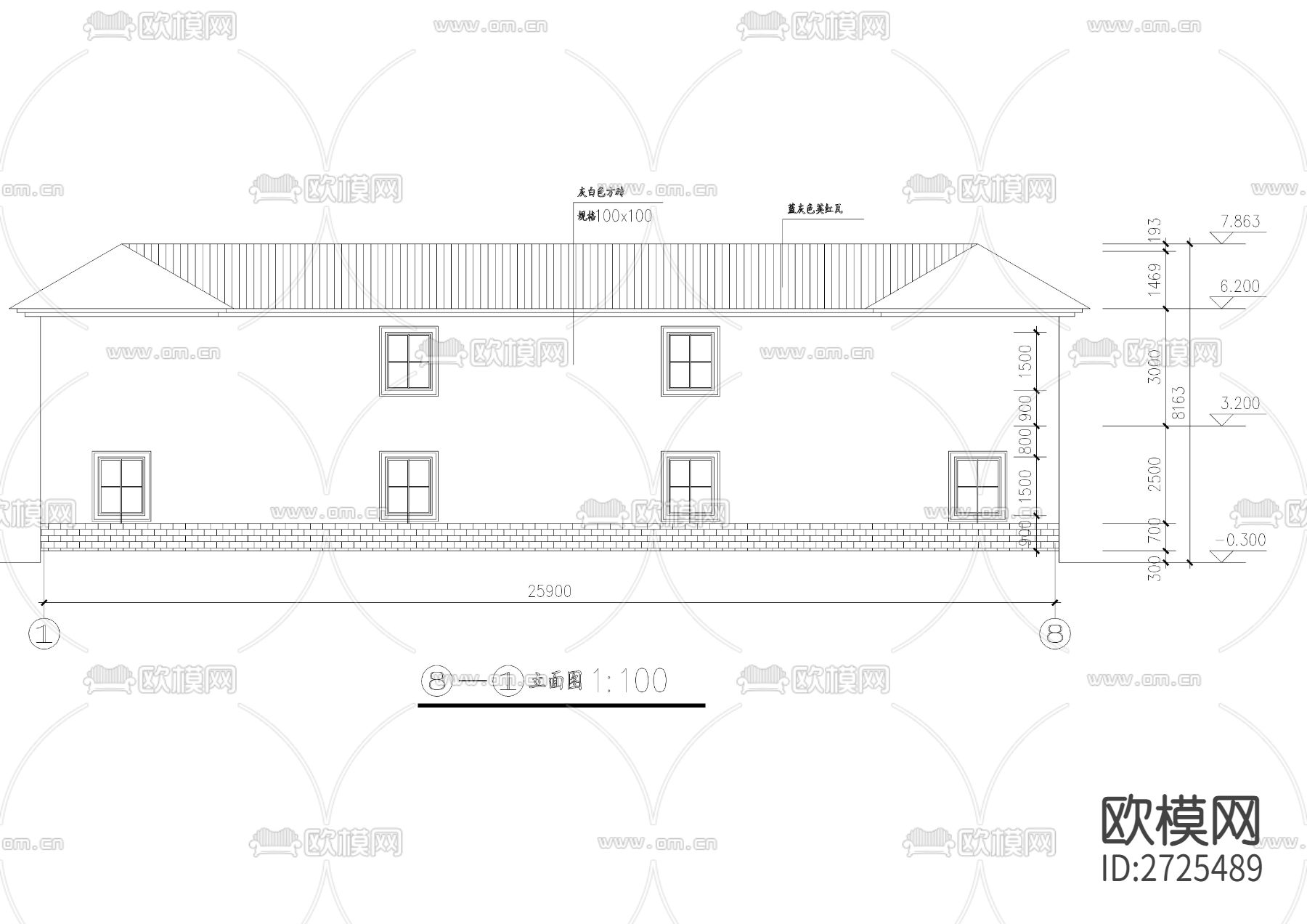農村客家民居樓建筑CAD施工圖下載（渲染圖6）