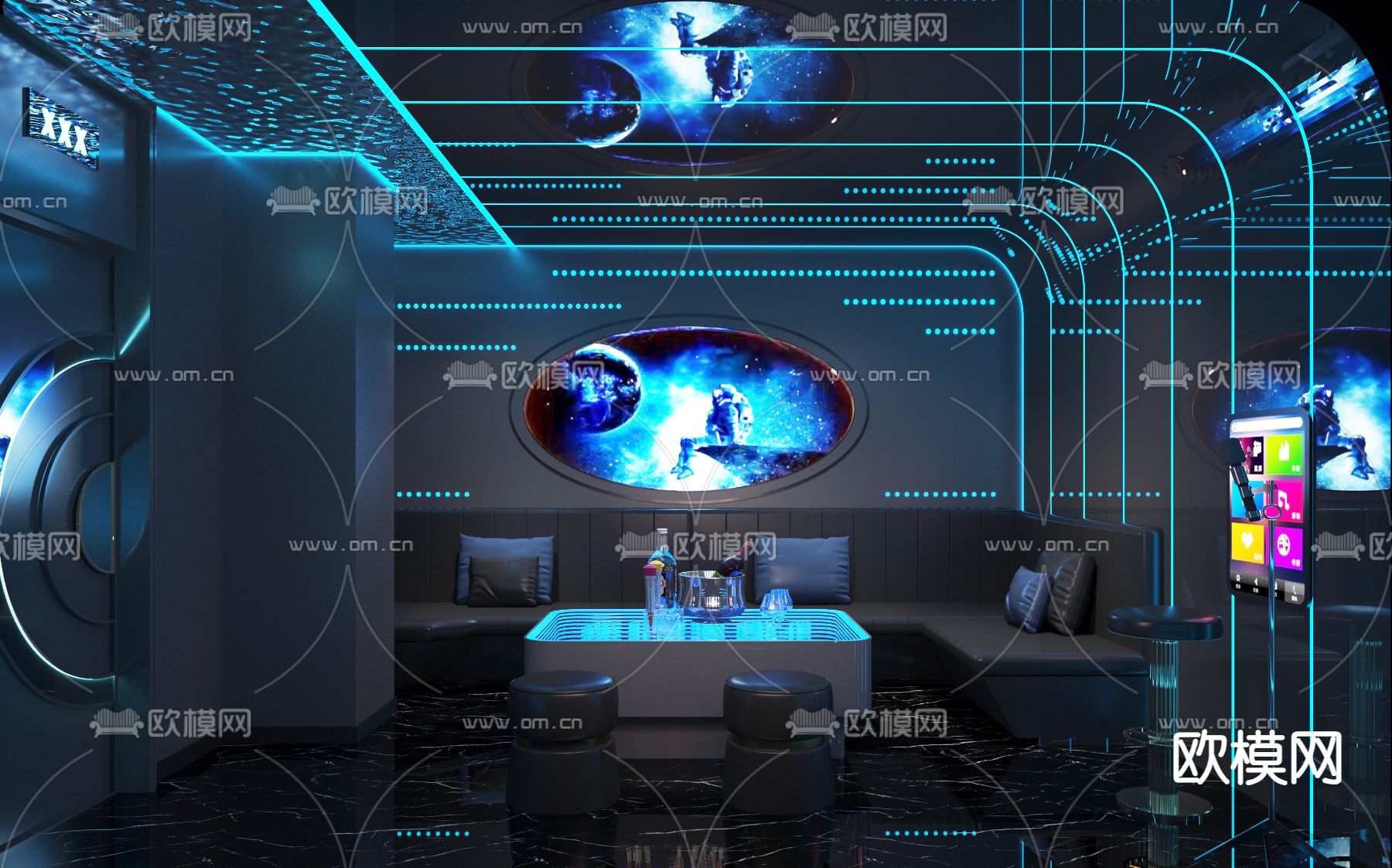 现代KTV包间3d模型下载