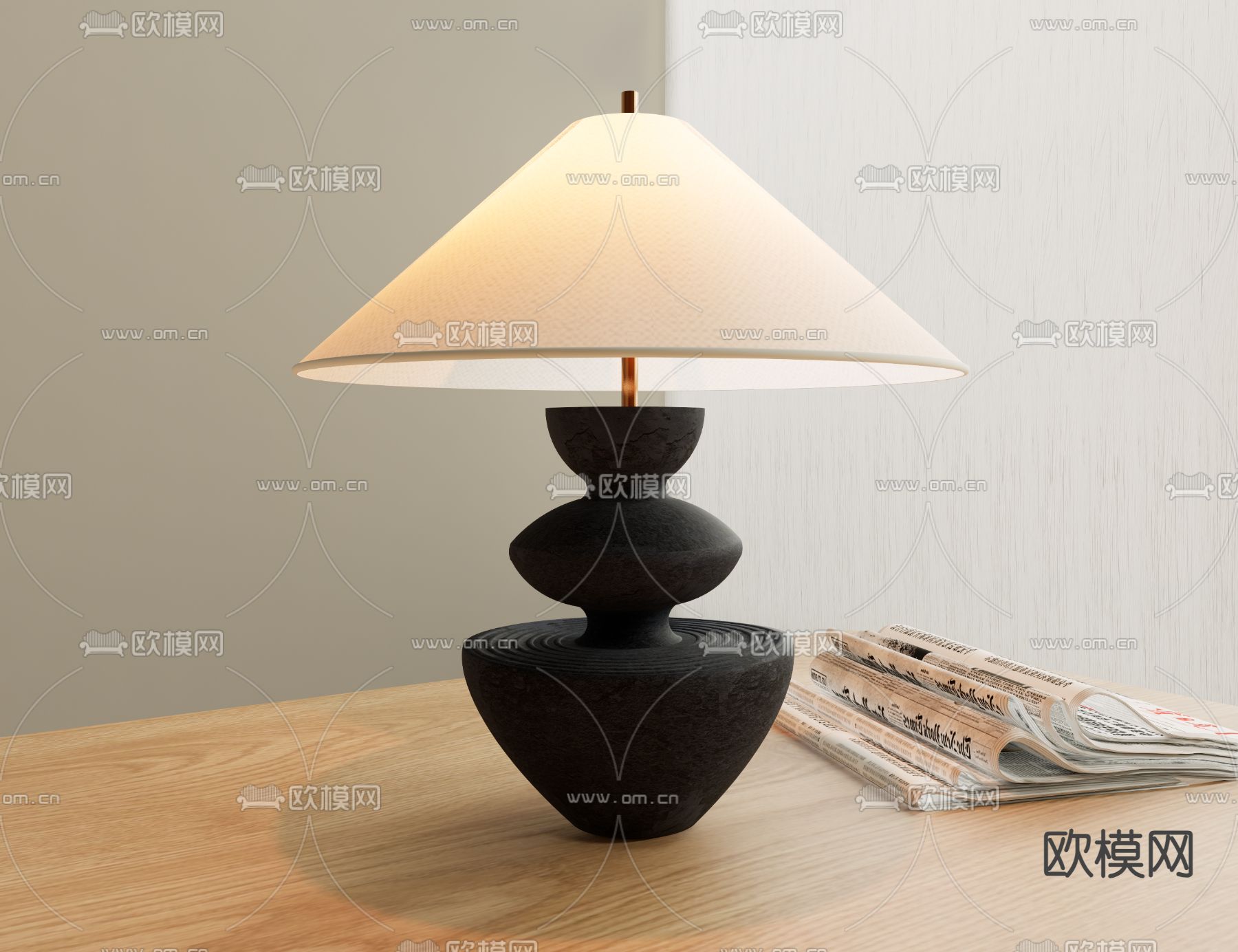 侘寂风台灯 石膏灯3d模型下载