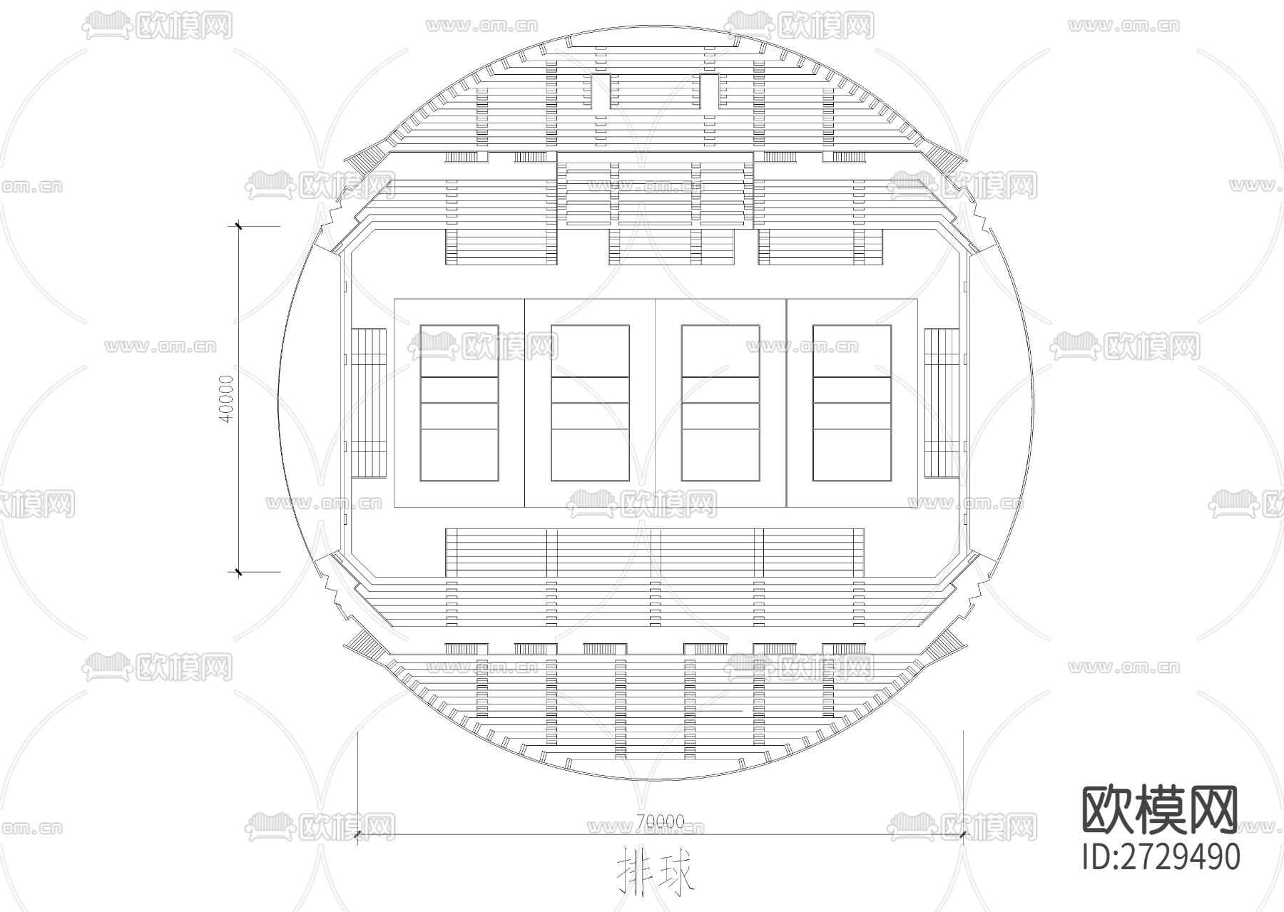 体育馆cad平面图下载（渲染图2）