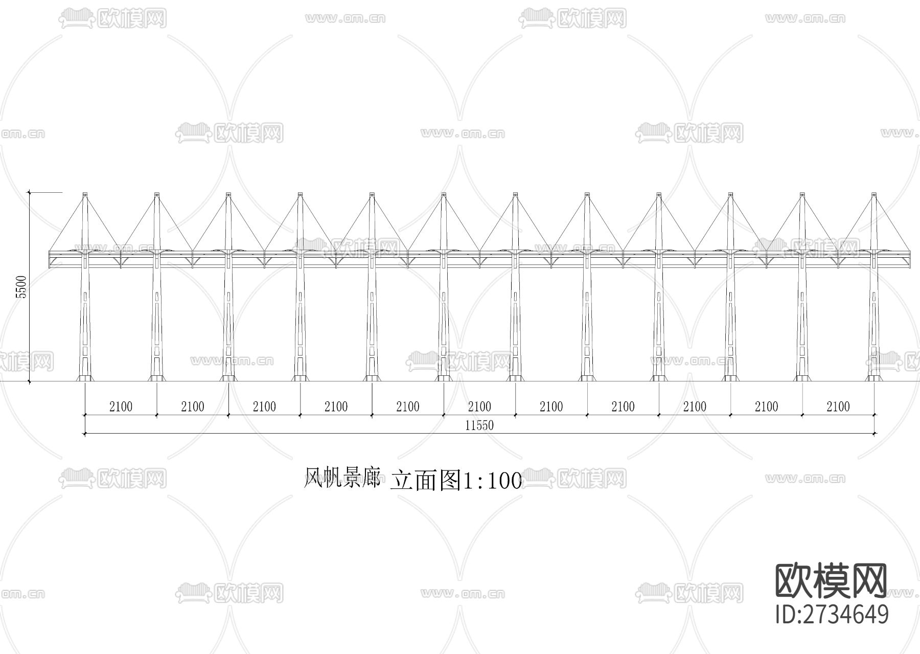 风帆景廊cad详图下载（渲染图2）