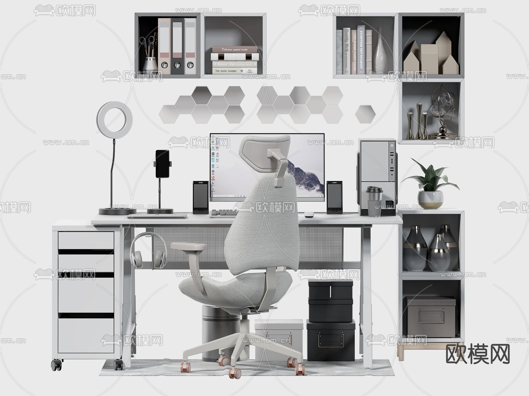 书桌椅su模型下载（渲染图1）