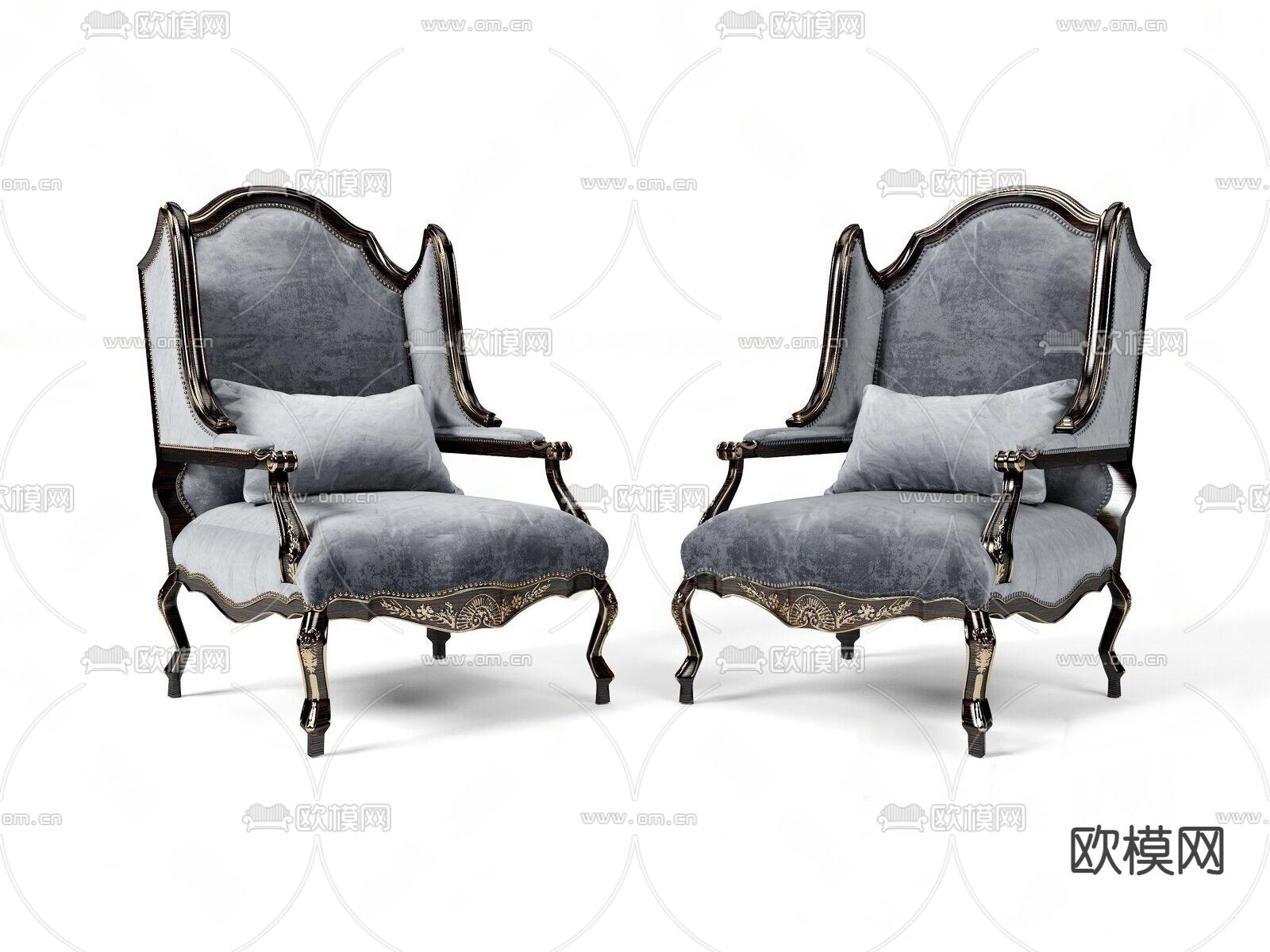 新古典沙发椅3d模型下载
