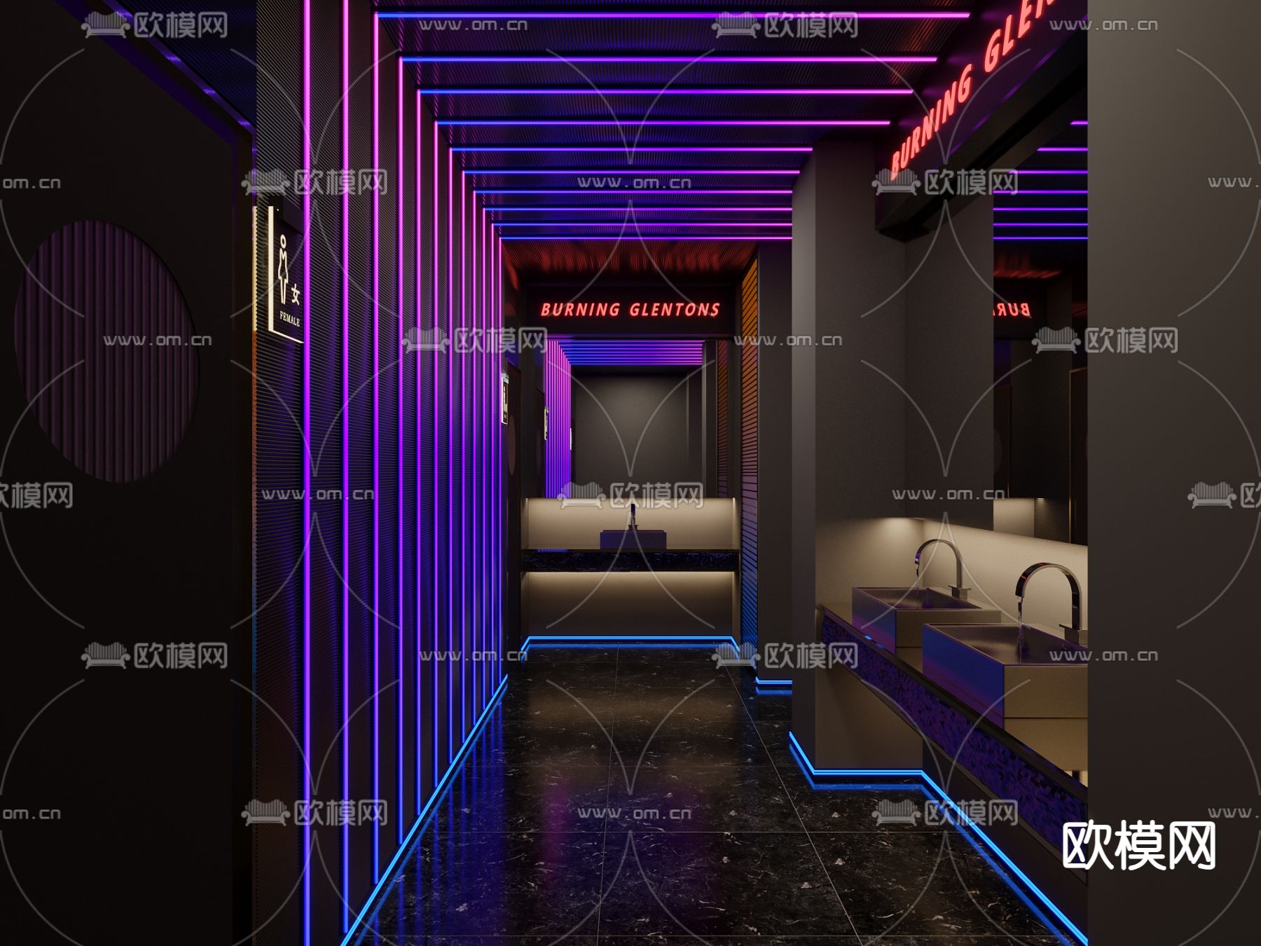 KTV卫生间 洗手间3d模型下载