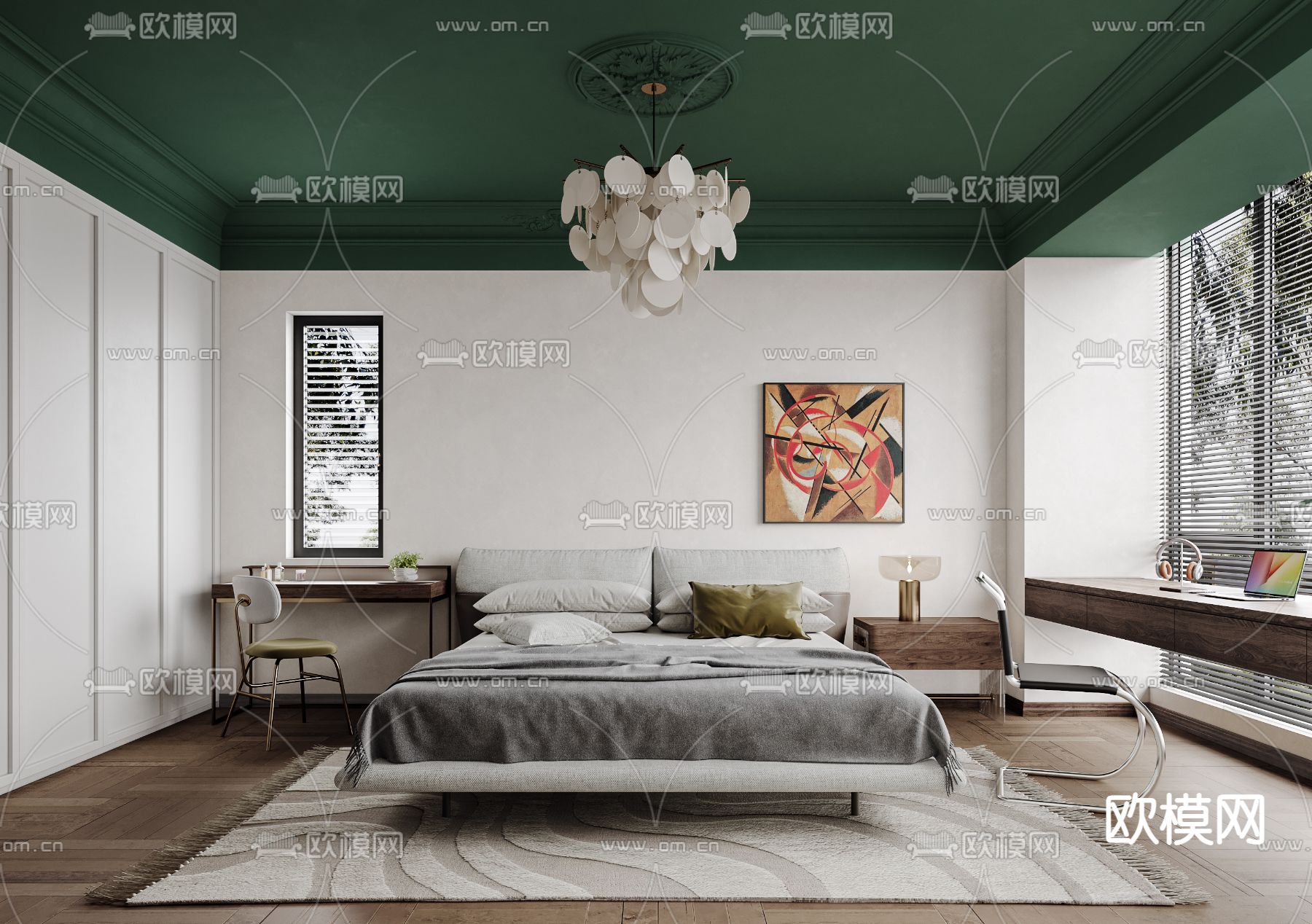 新古典卧室 主人房3d模型下载（渲染图1）