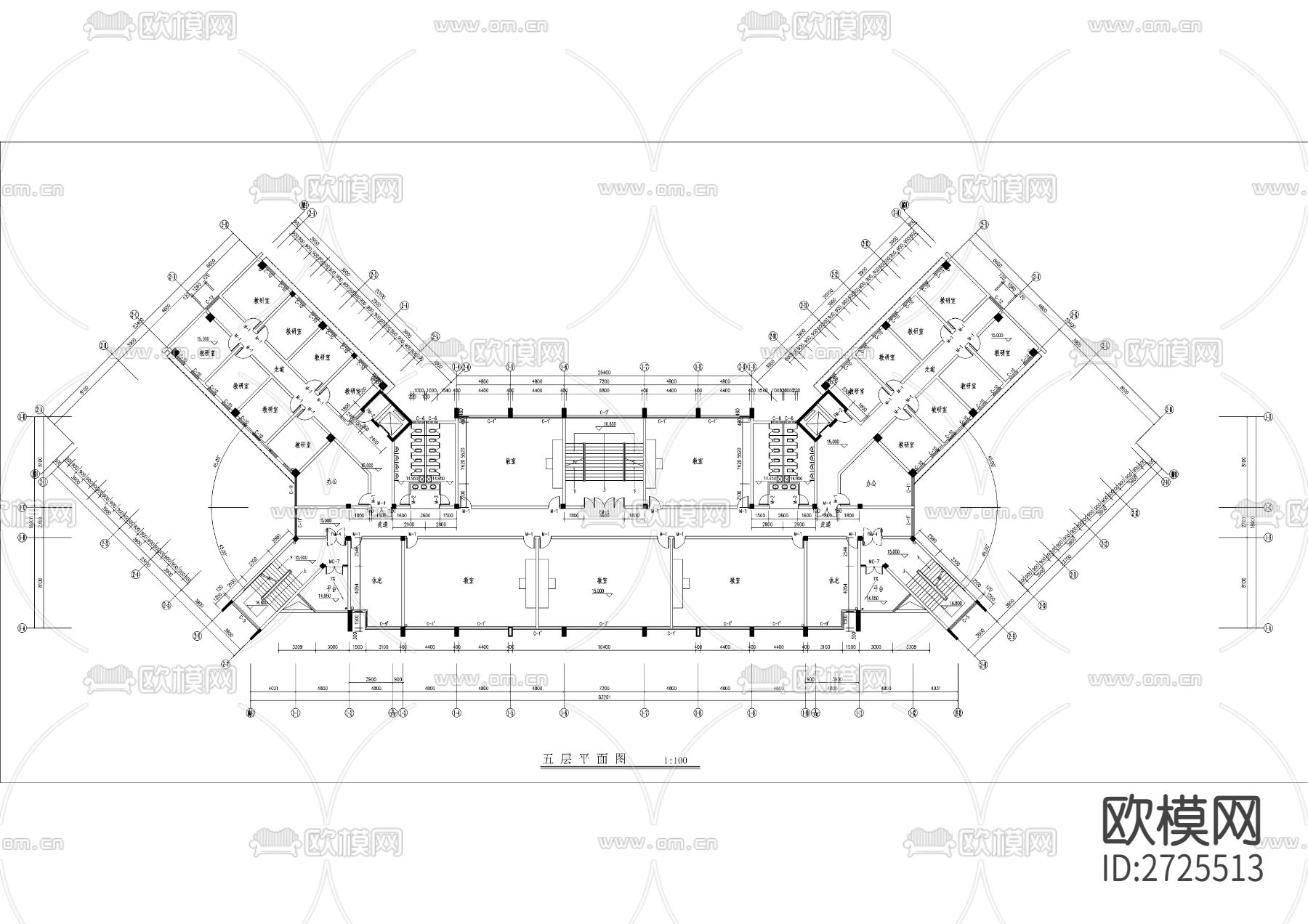 消防大队教学楼建筑CAD施工图下载（渲染图4）