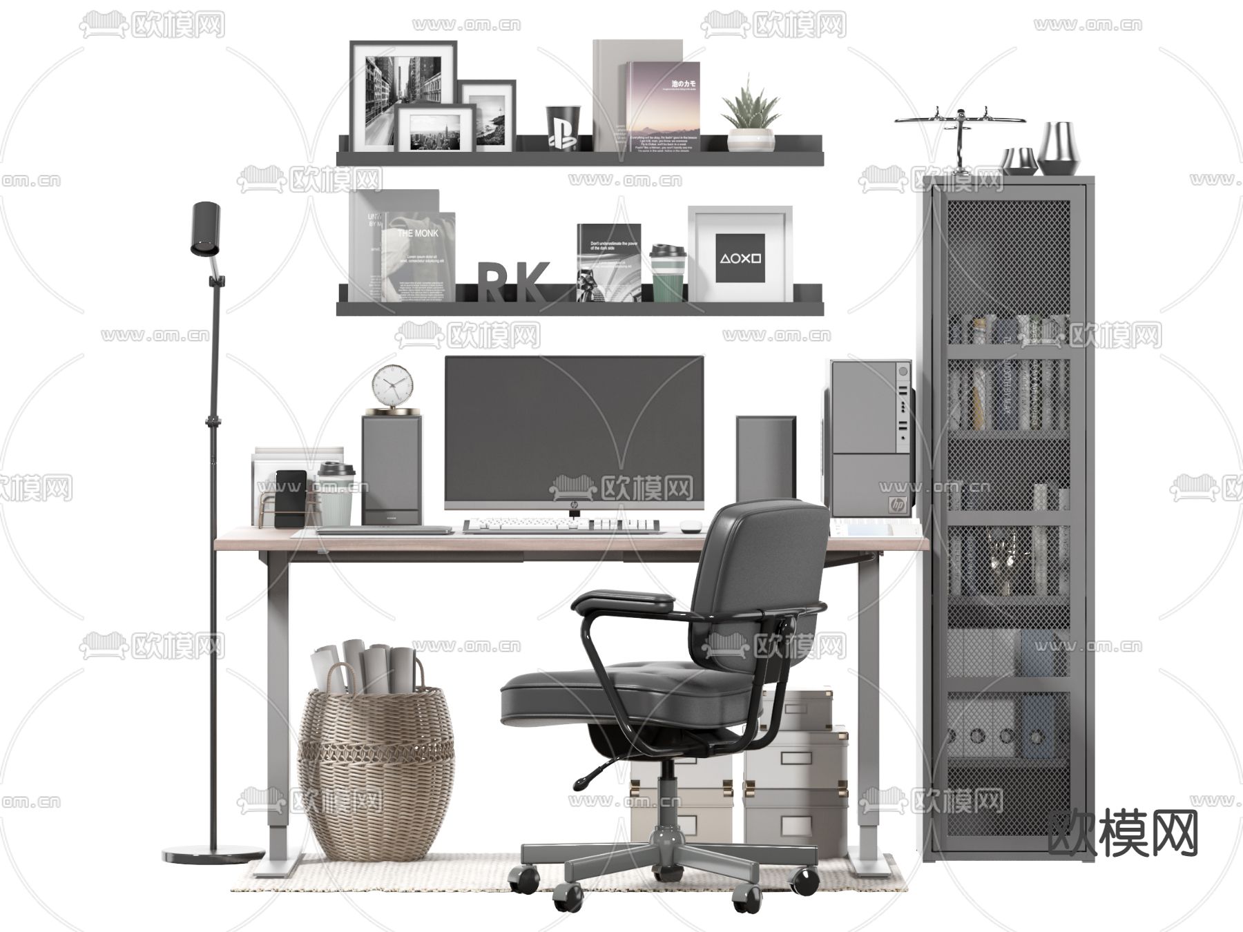 书桌椅su模型下载（渲染图1）