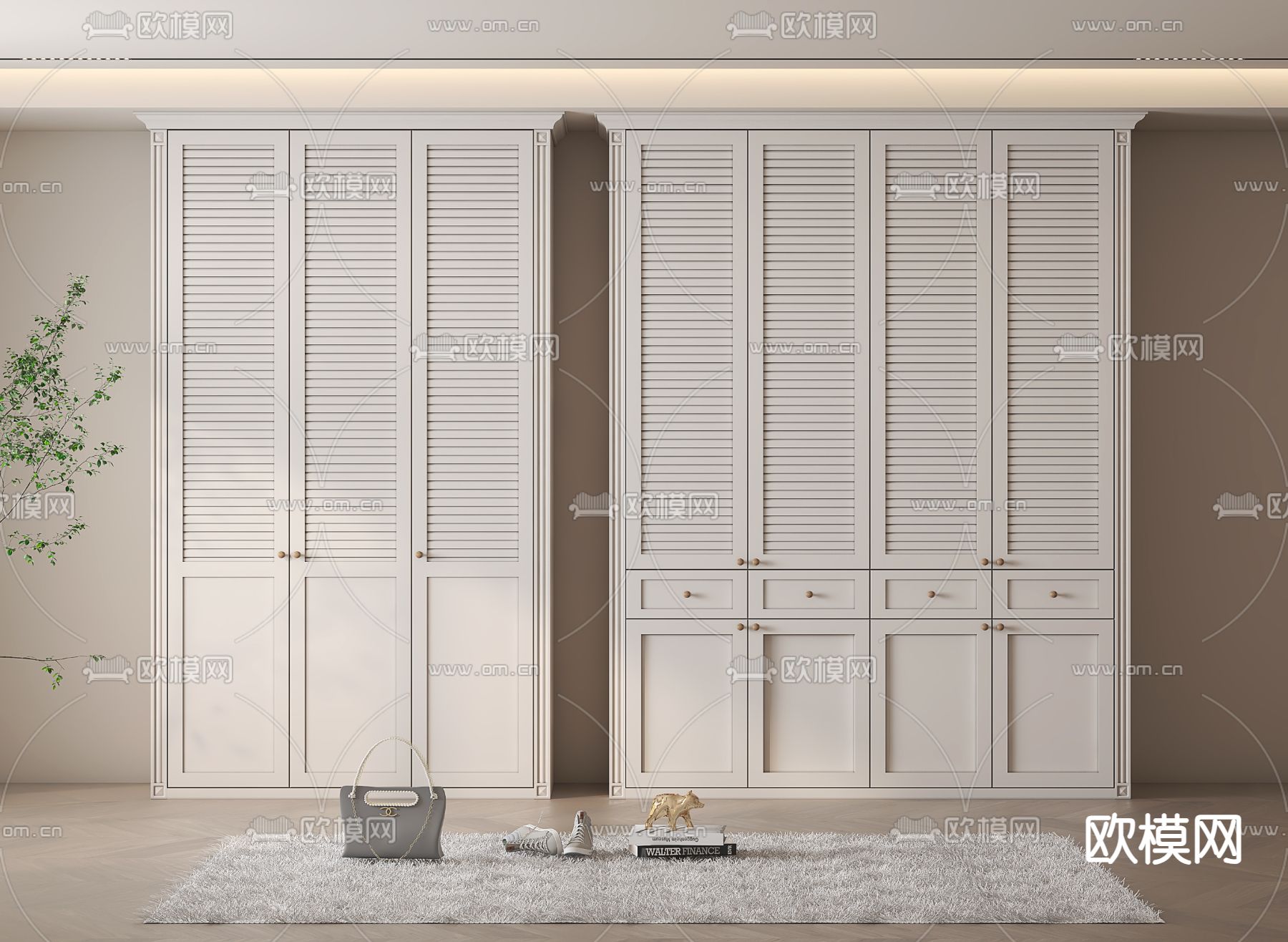 美式衣柜 衣橱3d模型下载