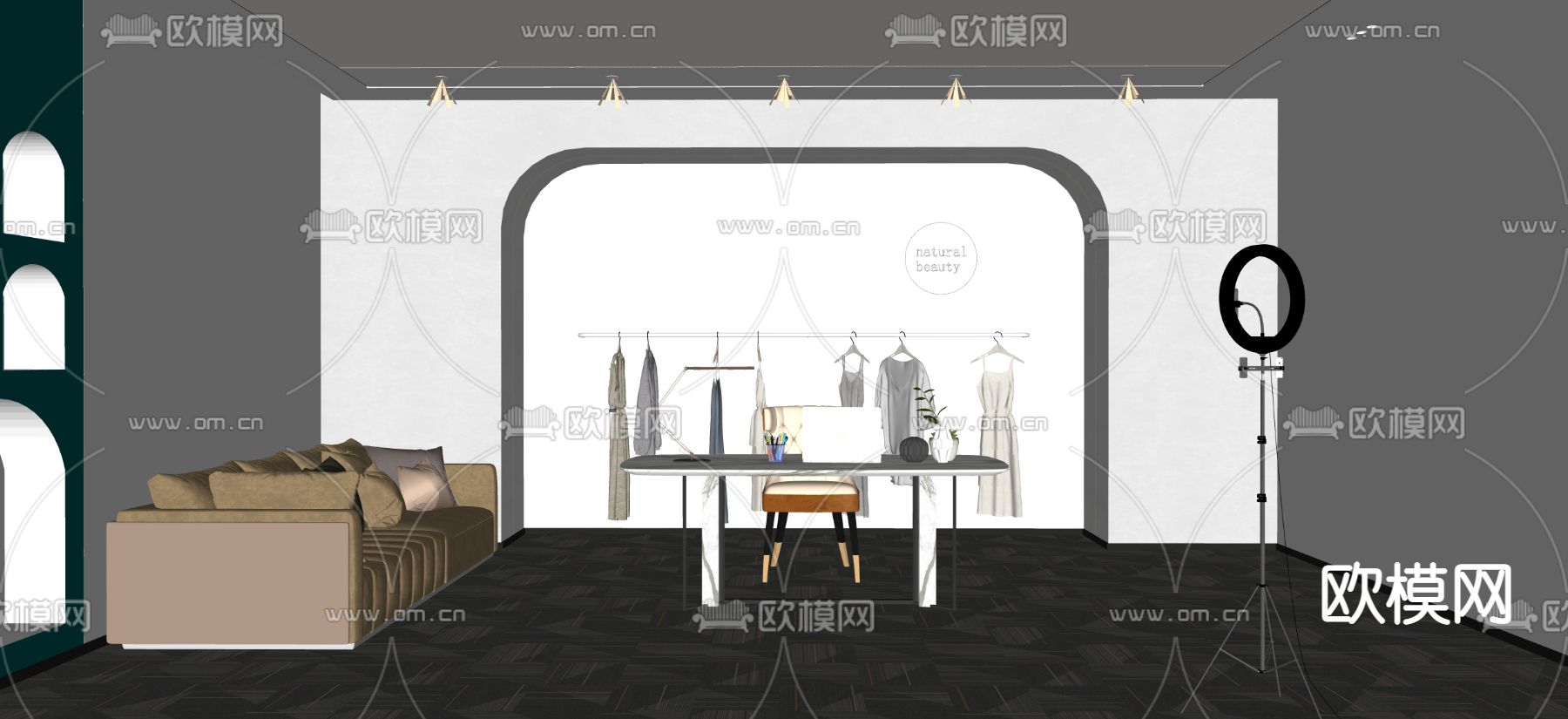 现代网红直播间su模型下载（渲染图2）