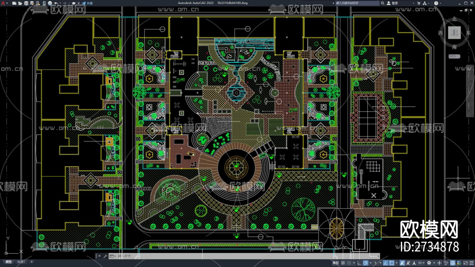园林广场CAD施工图下载（渲染图6）