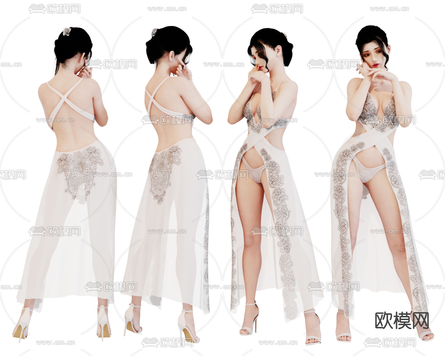 女性人物 女模特3d模型下载
