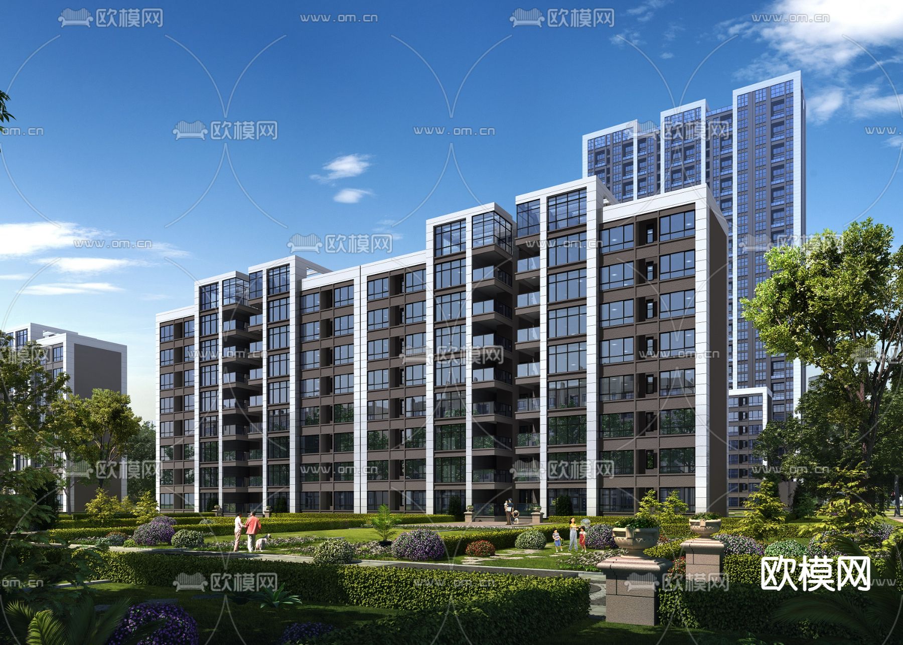 住宅楼外观3d模型下载