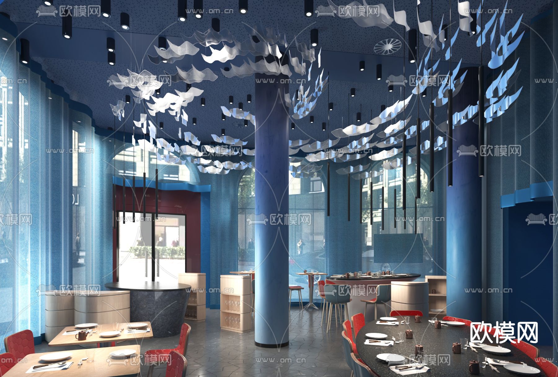现代西餐厅免费3d模型下载