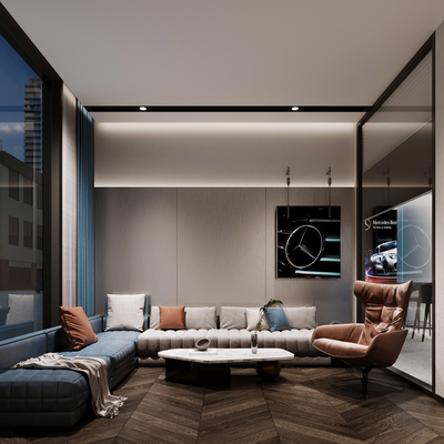  现代接待室su模型 