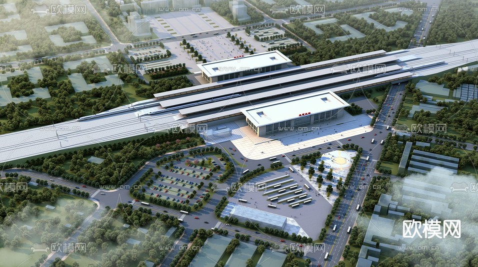高铁站鸟瞰3d模型下载