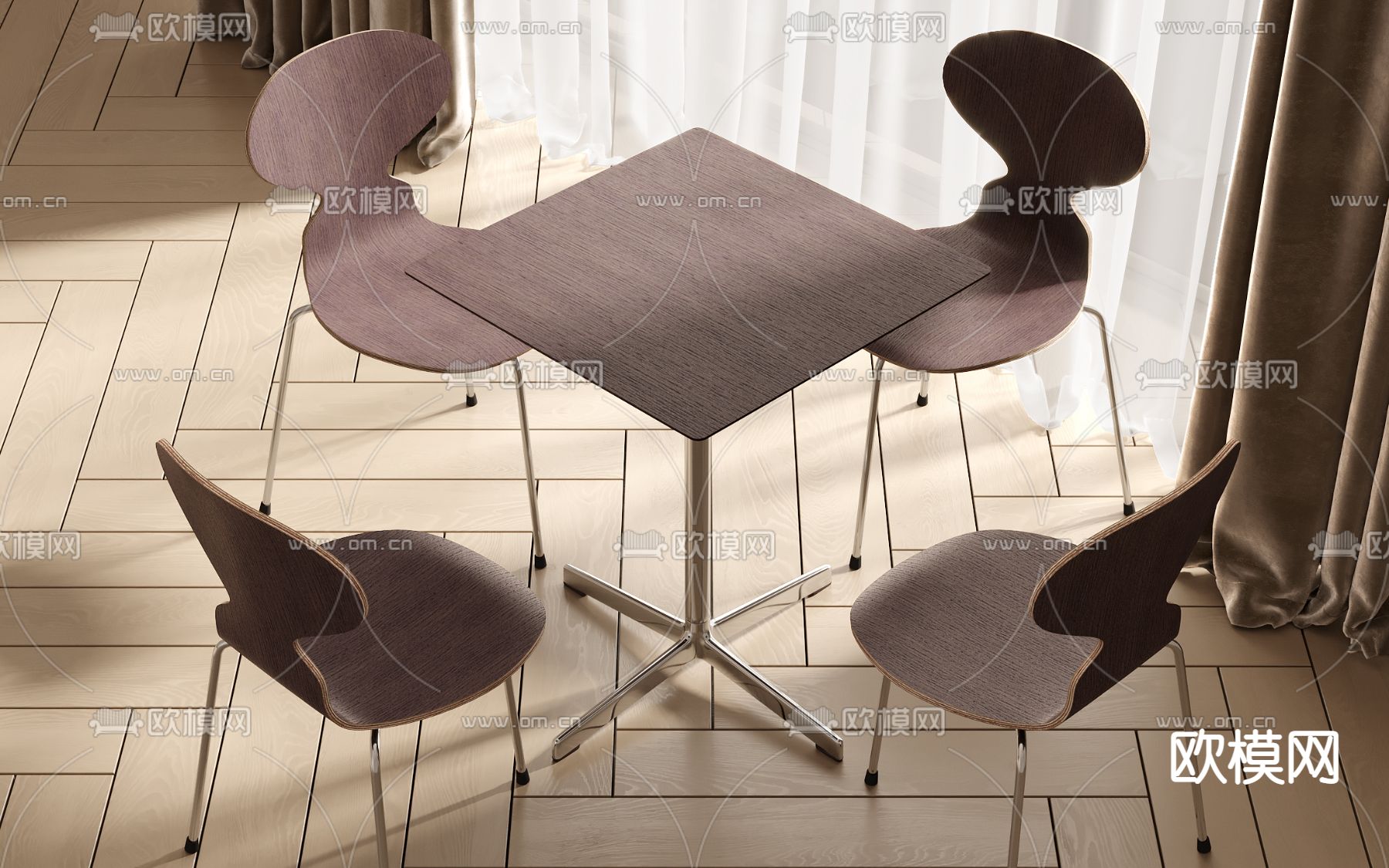 洽谈桌椅su模型下载（渲染图1）