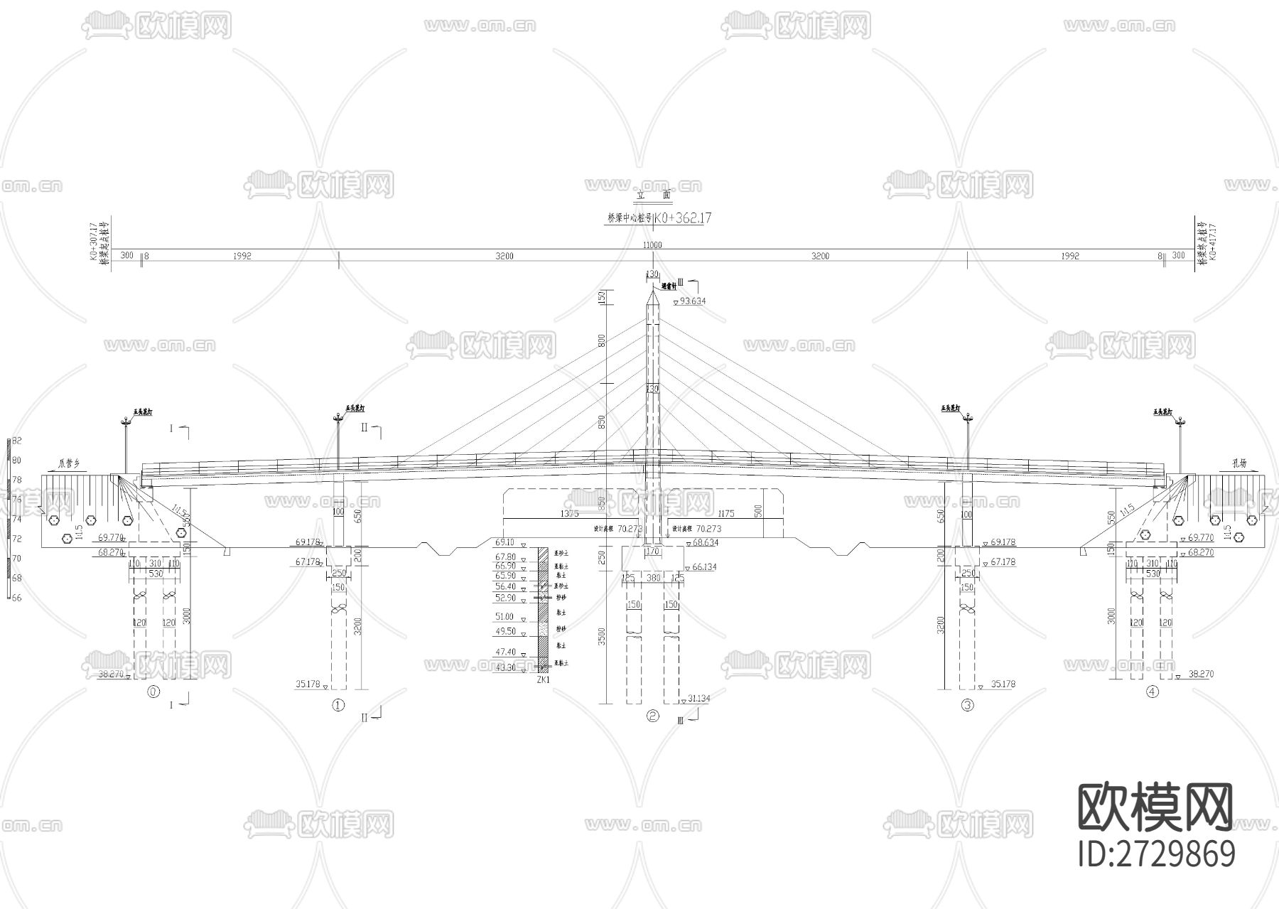 跨江大桥cad施工图下载（渲染图4）