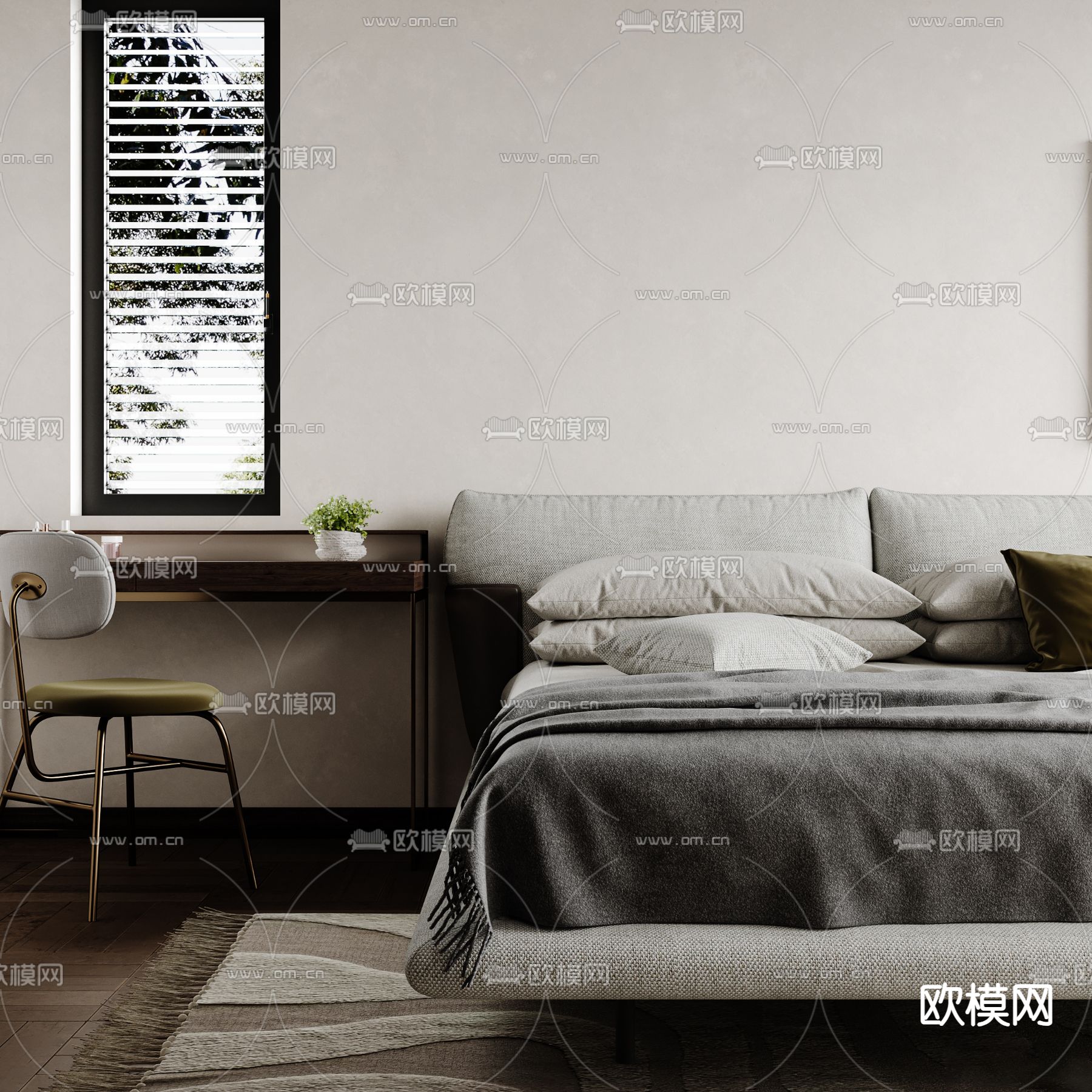 新古典卧室 主人房3d模型下载（渲染图2）