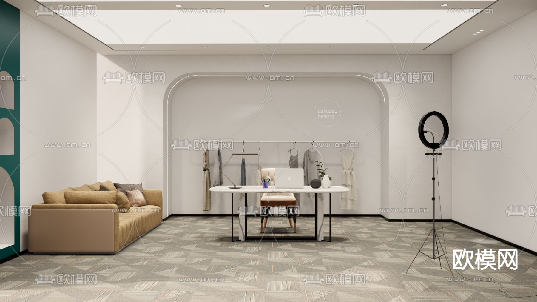 现代网红直播间su模型下载（渲染图1）