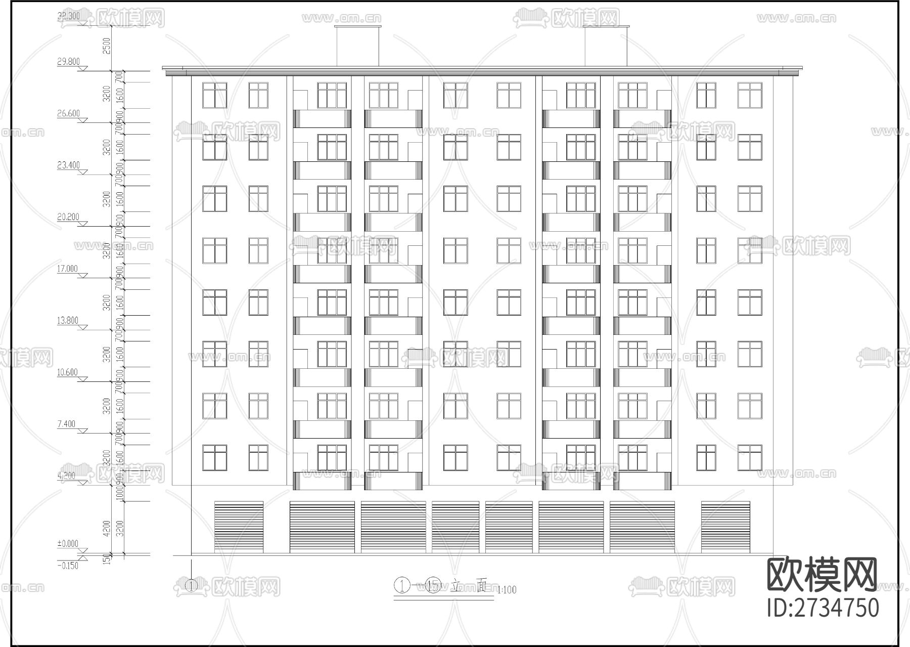 安置楼建筑cad施工图下载（渲染图6）