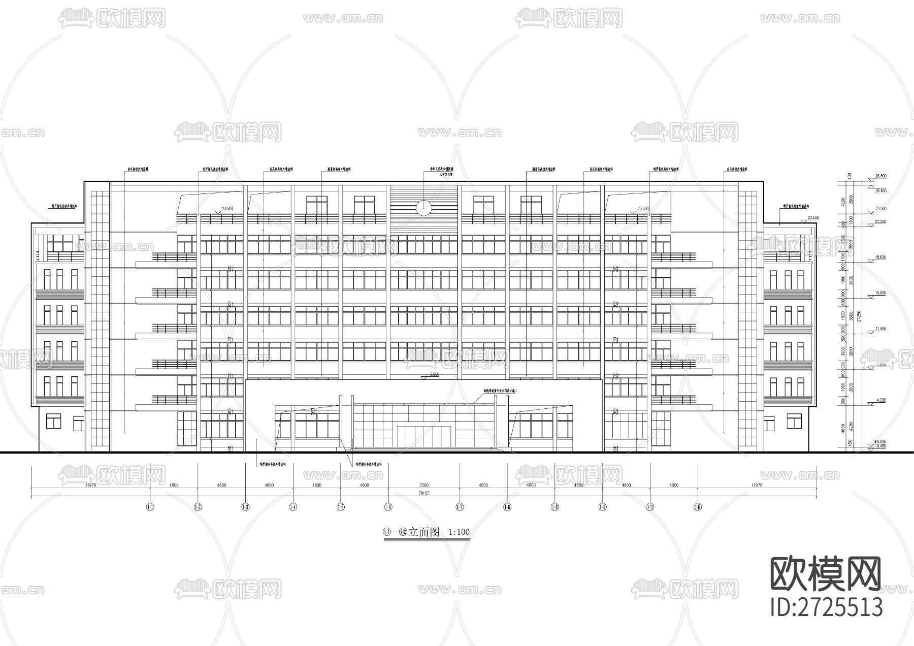 消防大队教学楼建筑CAD施工图下载（渲染图1）