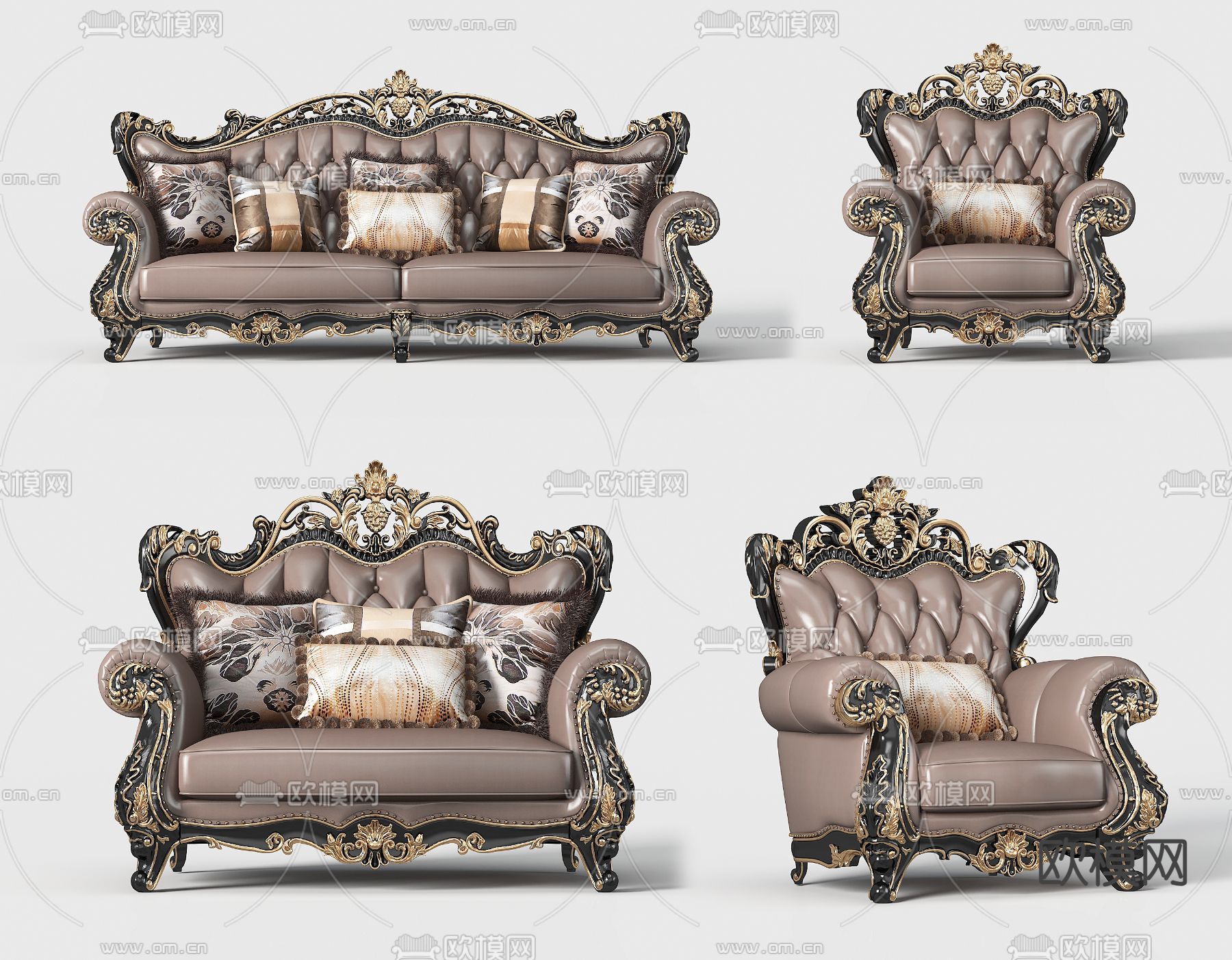 欧式古典沙发3d模型下载