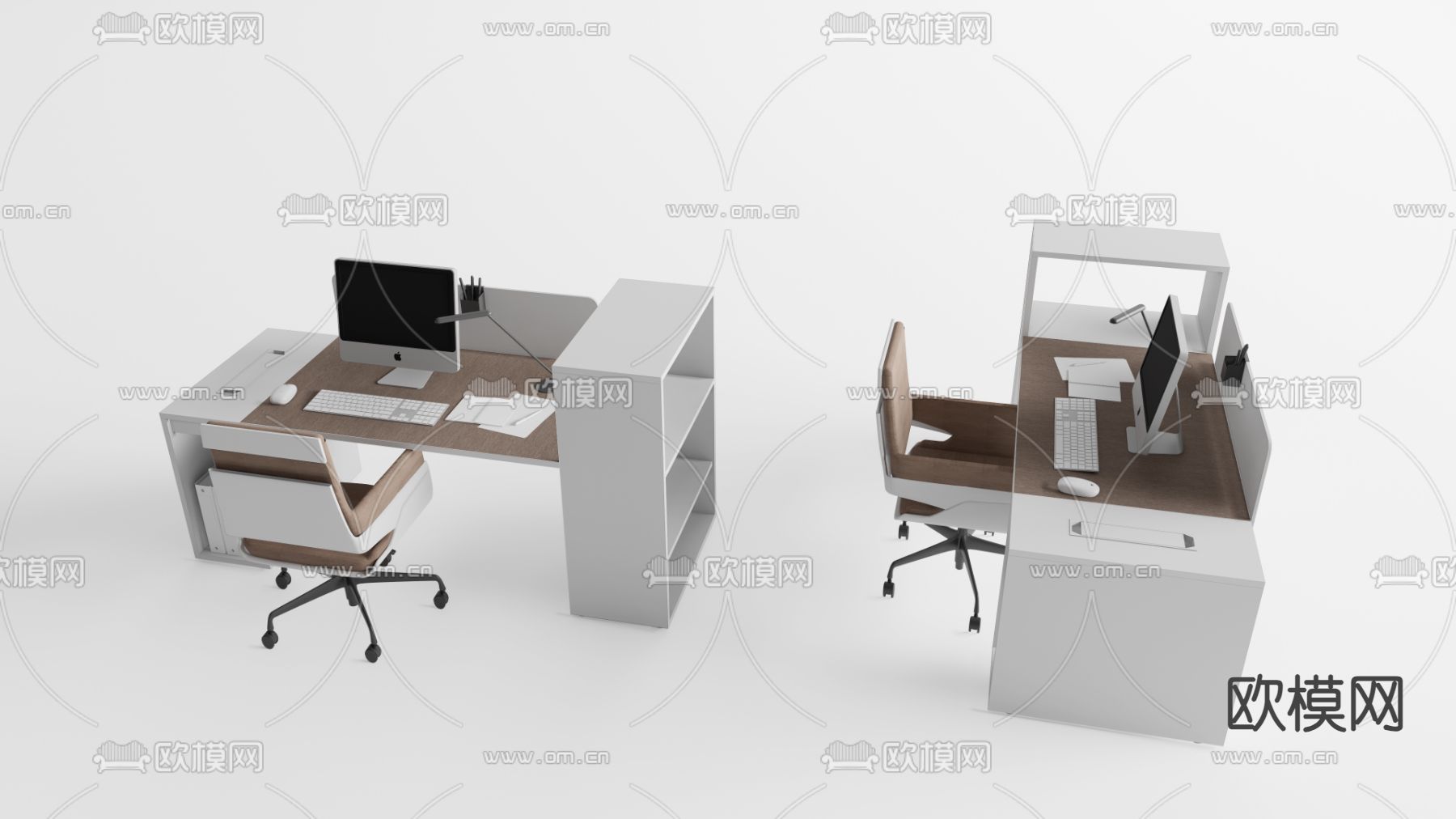 现代办公桌椅3d模型下载