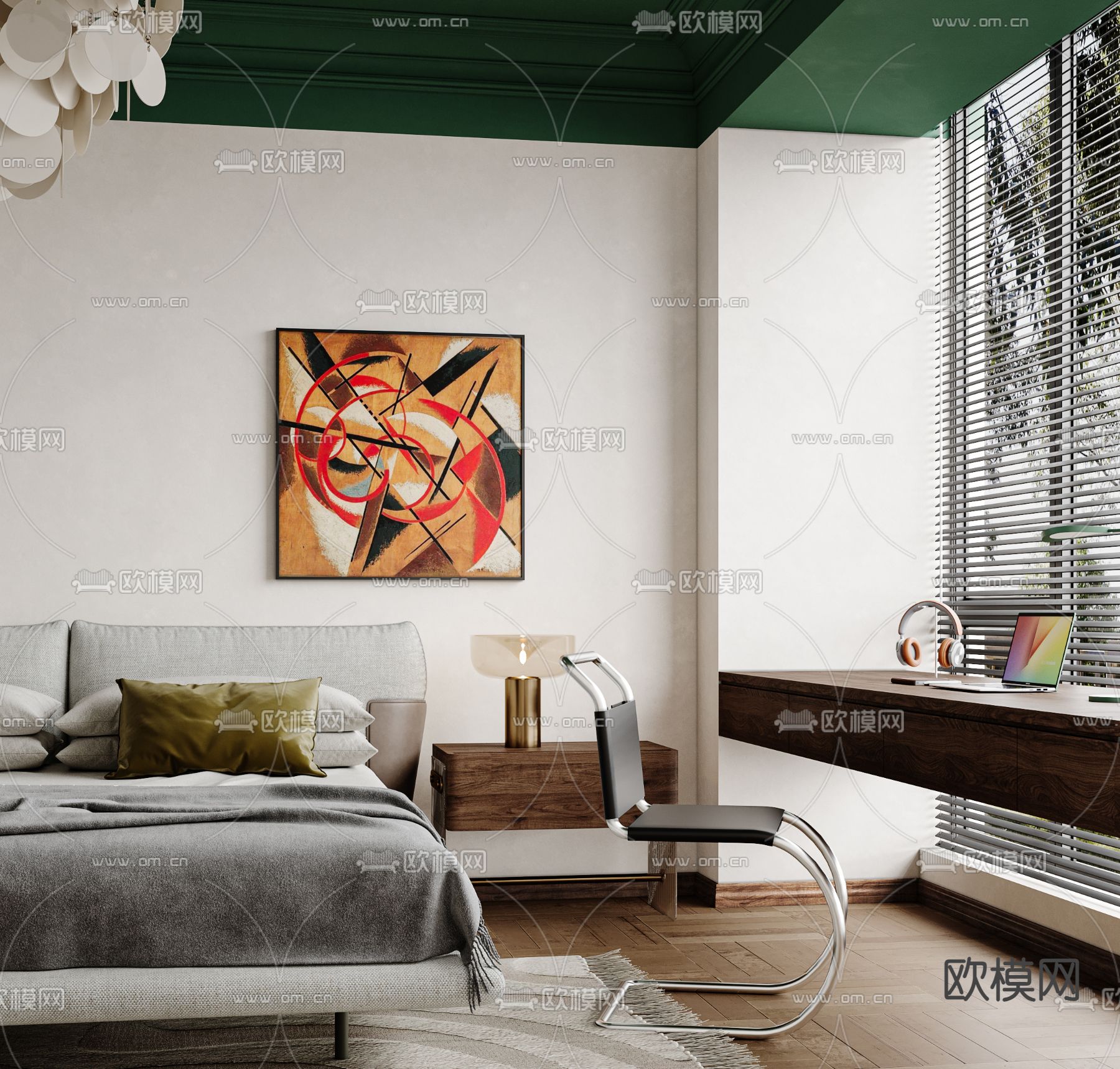 新古典卧室 主人房3d模型下载（渲染图3）