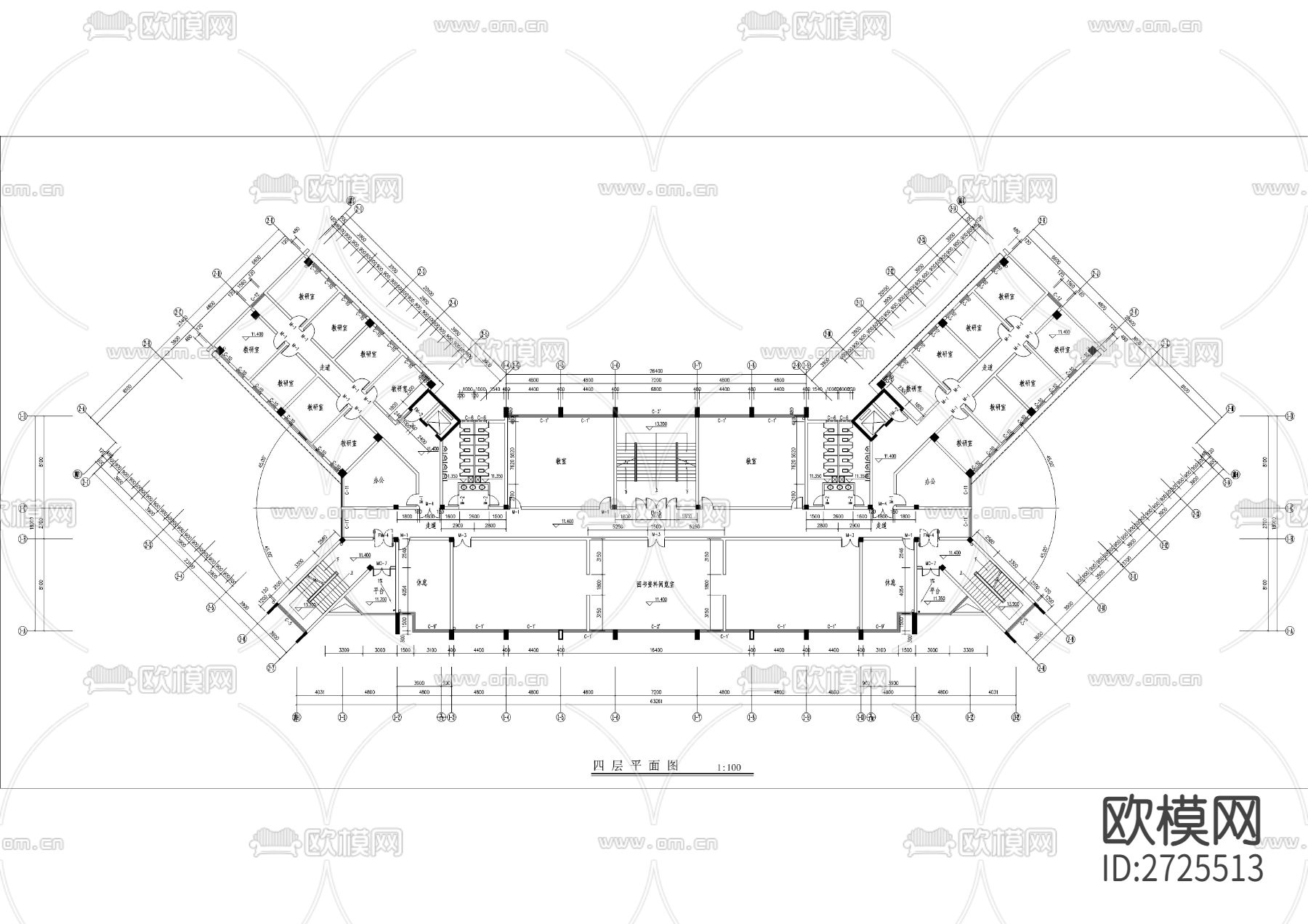 消防大队教学楼建筑CAD施工图下载（渲染图5）