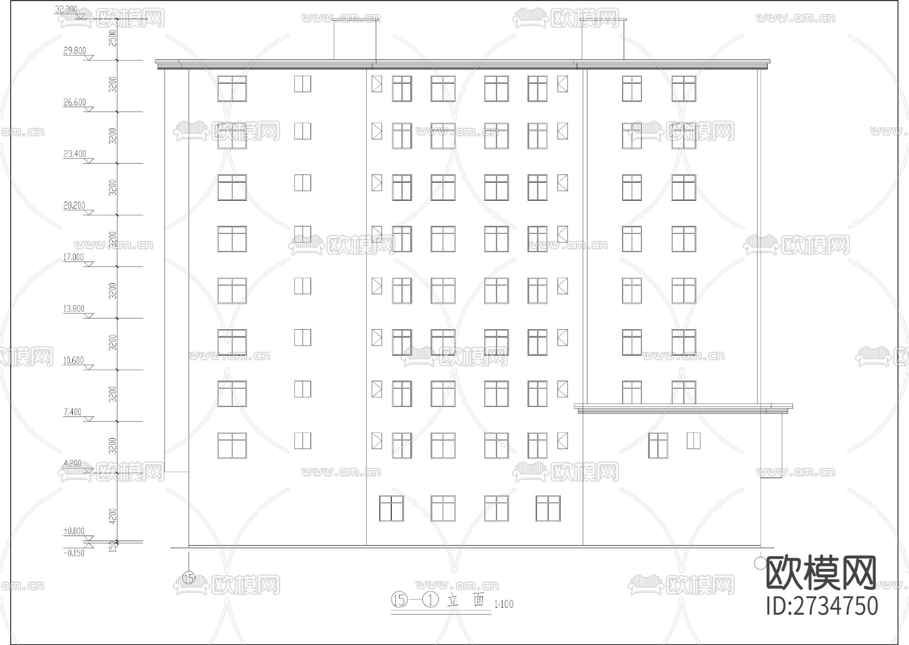 安置楼建筑cad施工图下载（渲染图7）
