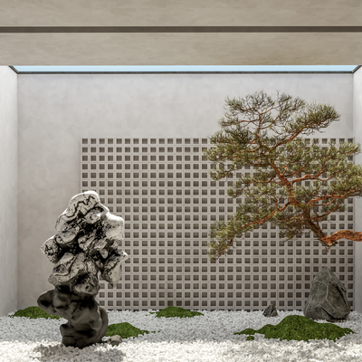 新中式室内造景小品su模型