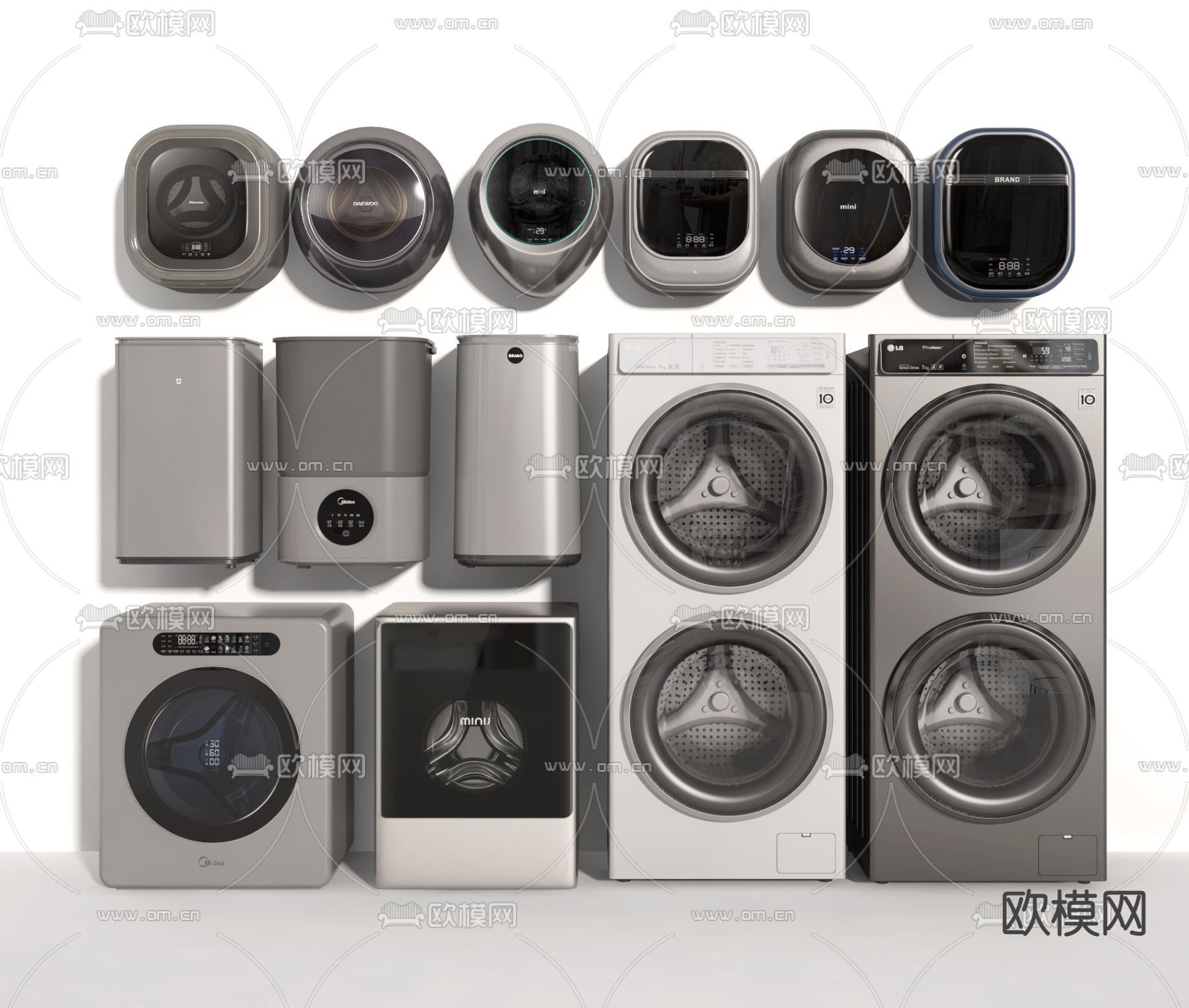 洗衣机 洗烘机 滚筒机3d模型下载