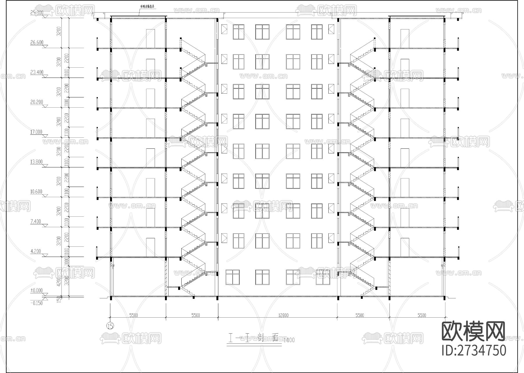 安置楼建筑cad施工图下载（渲染图8）
