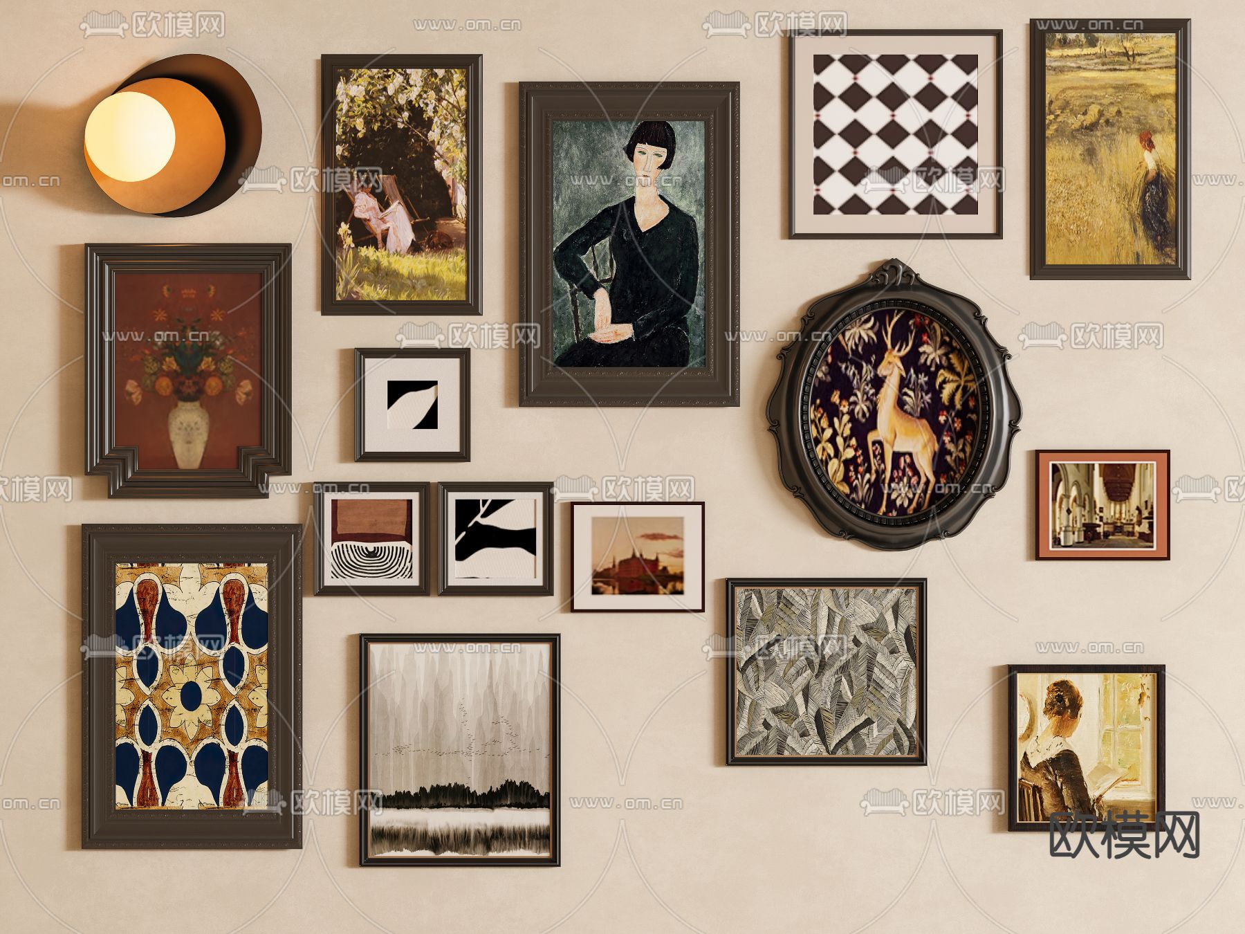 美式装饰画 挂画3d模型下载