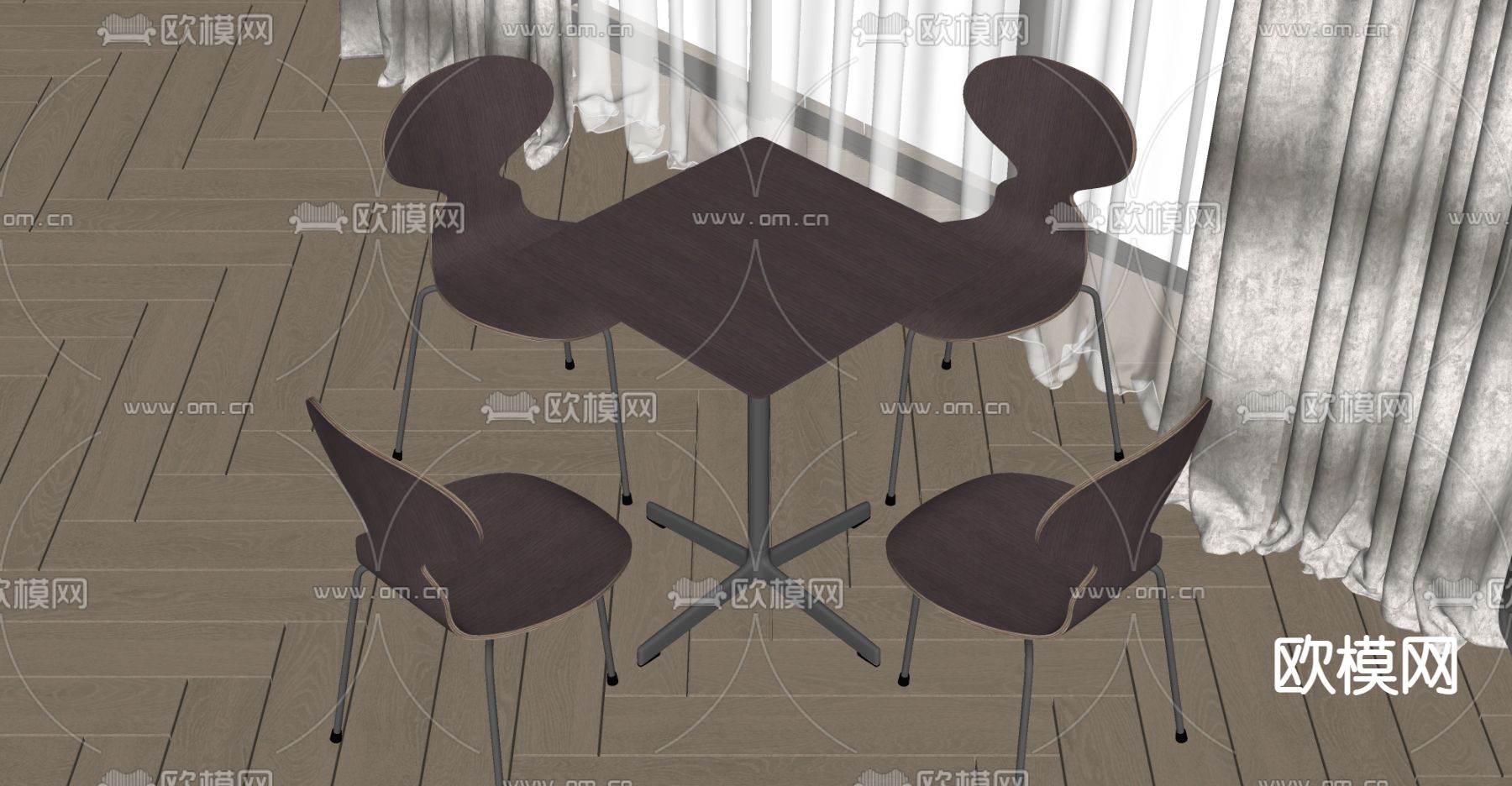 洽谈桌椅su模型下载（渲染图2）