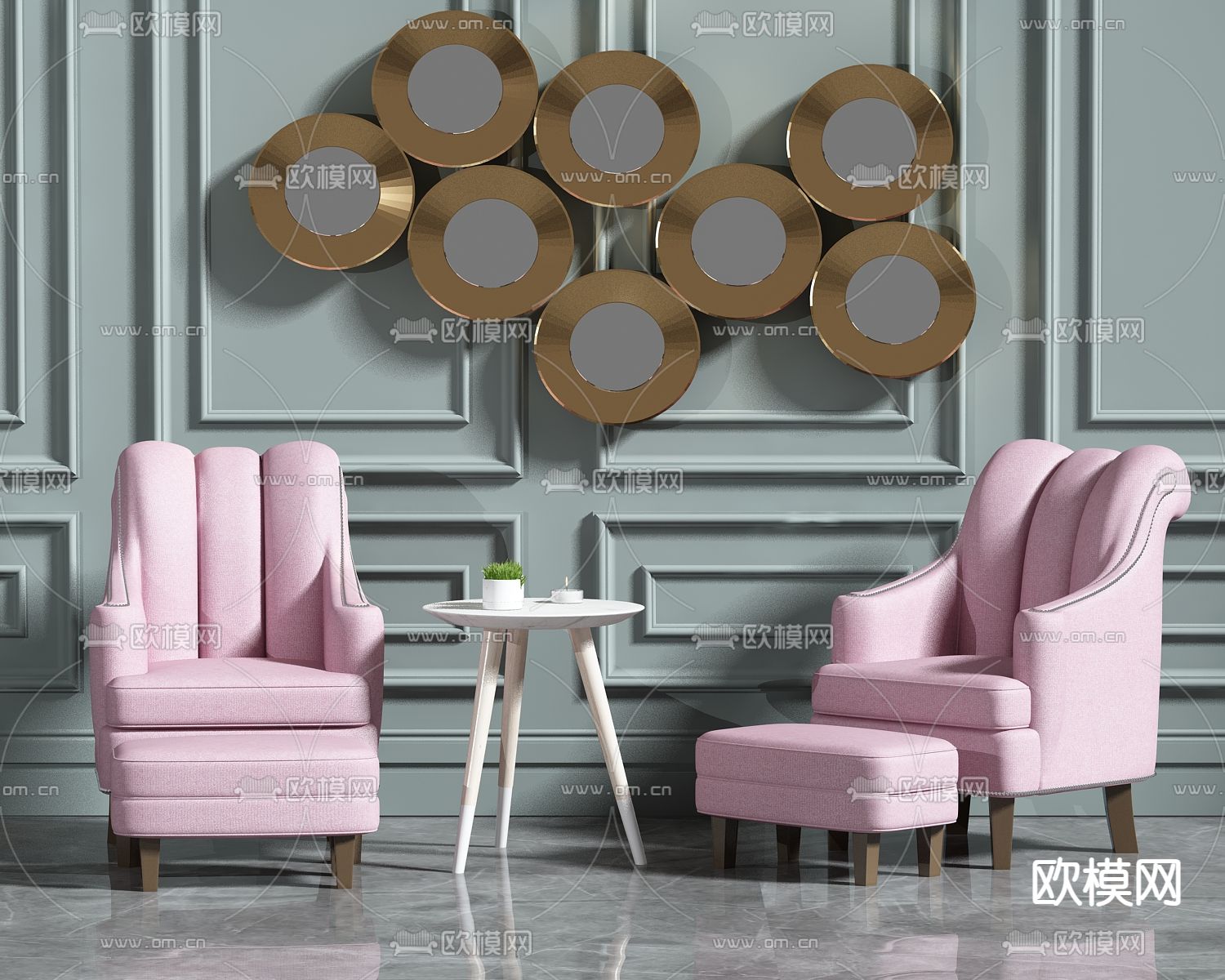 美式椅子 躺椅3d模型下载