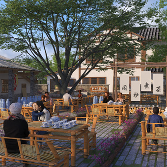 农家乐 庭院景观3d模型