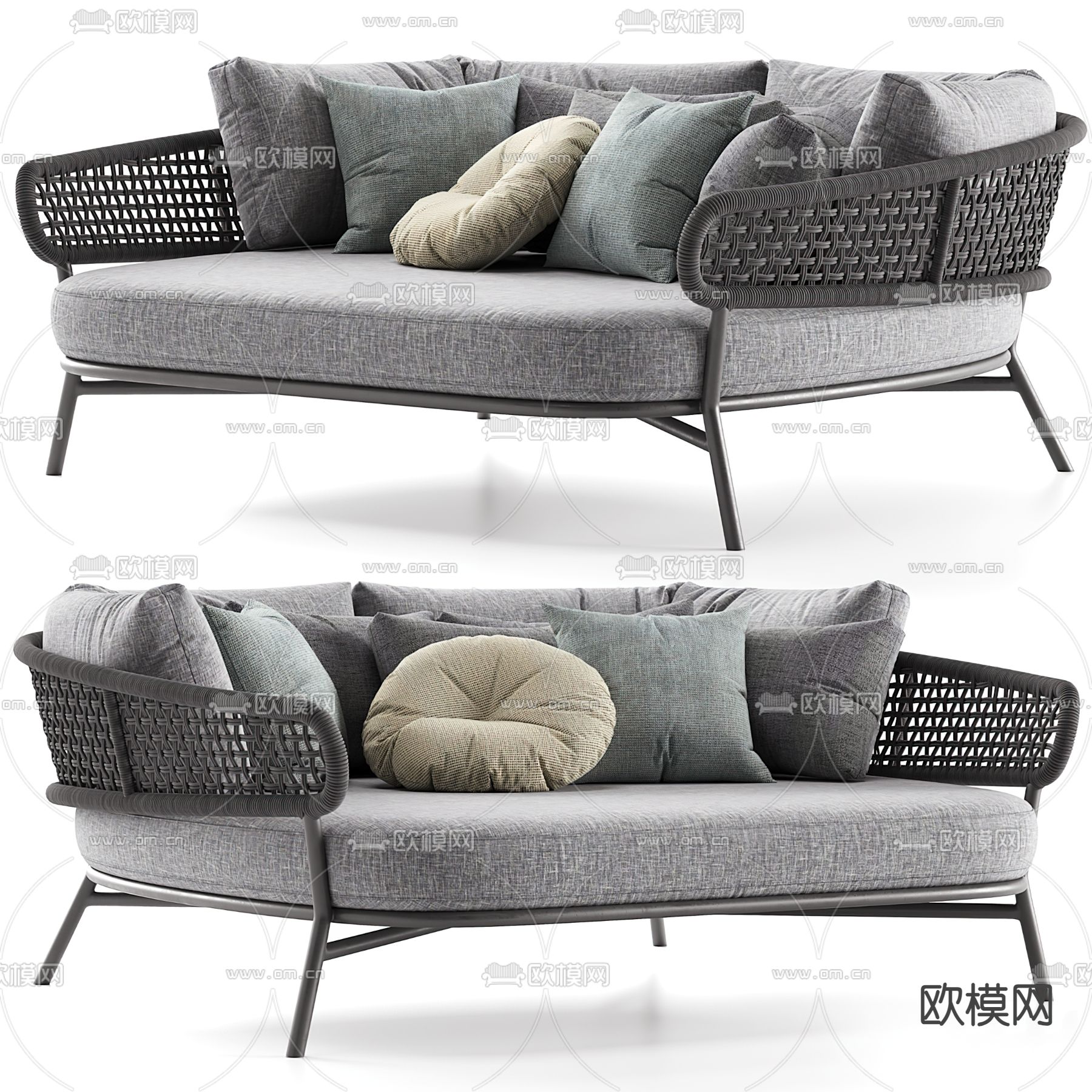 户外沙发 藤编沙发3d模型下载
