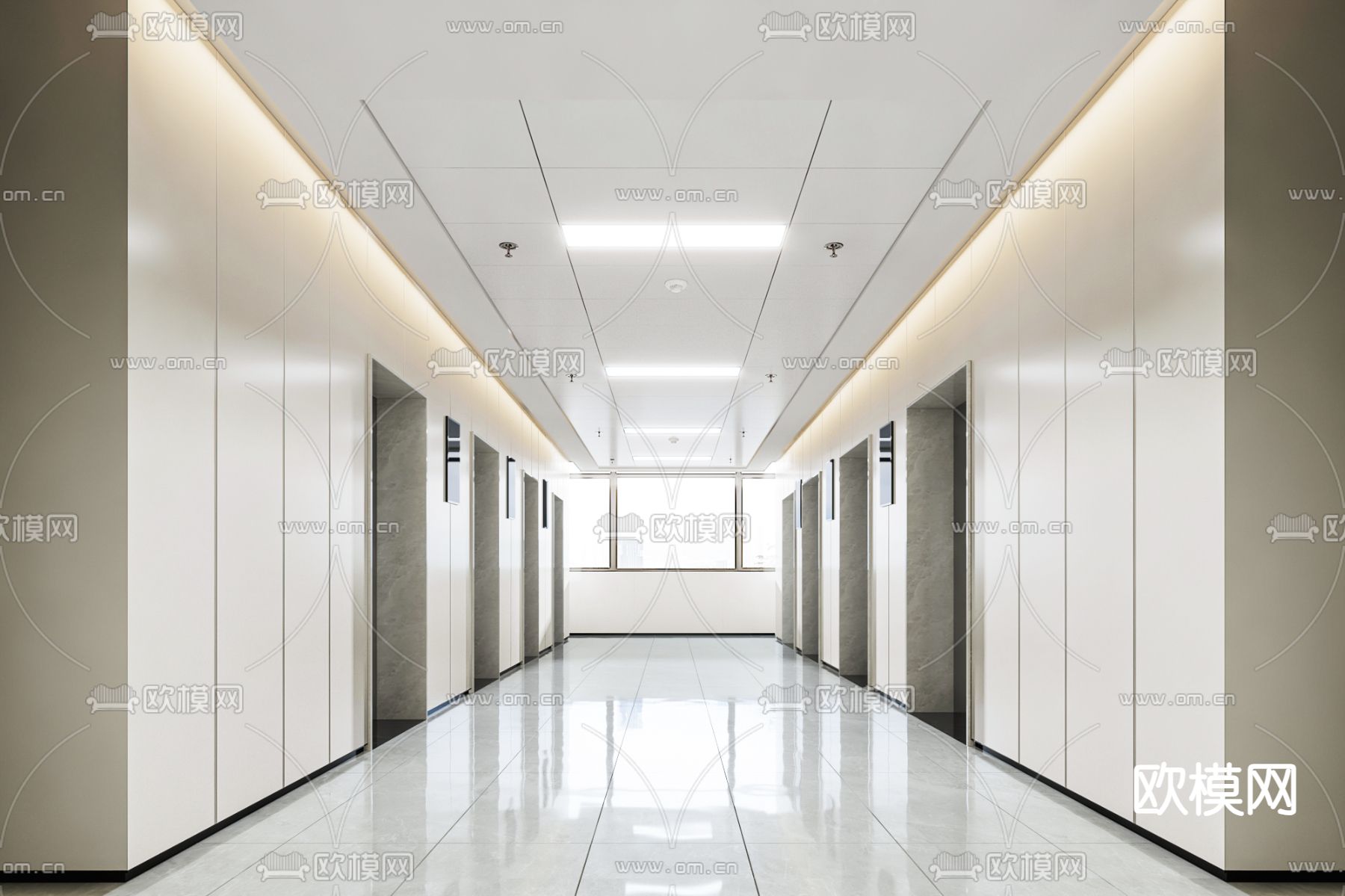 医院 走廊电梯间 诊室免费3d模型下载（渲染图3）