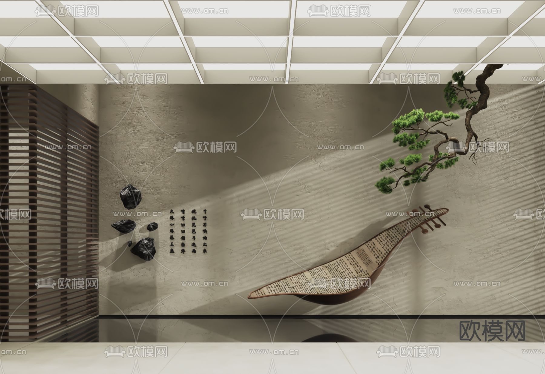 新中式雕塑 艺术装置3d模型下载