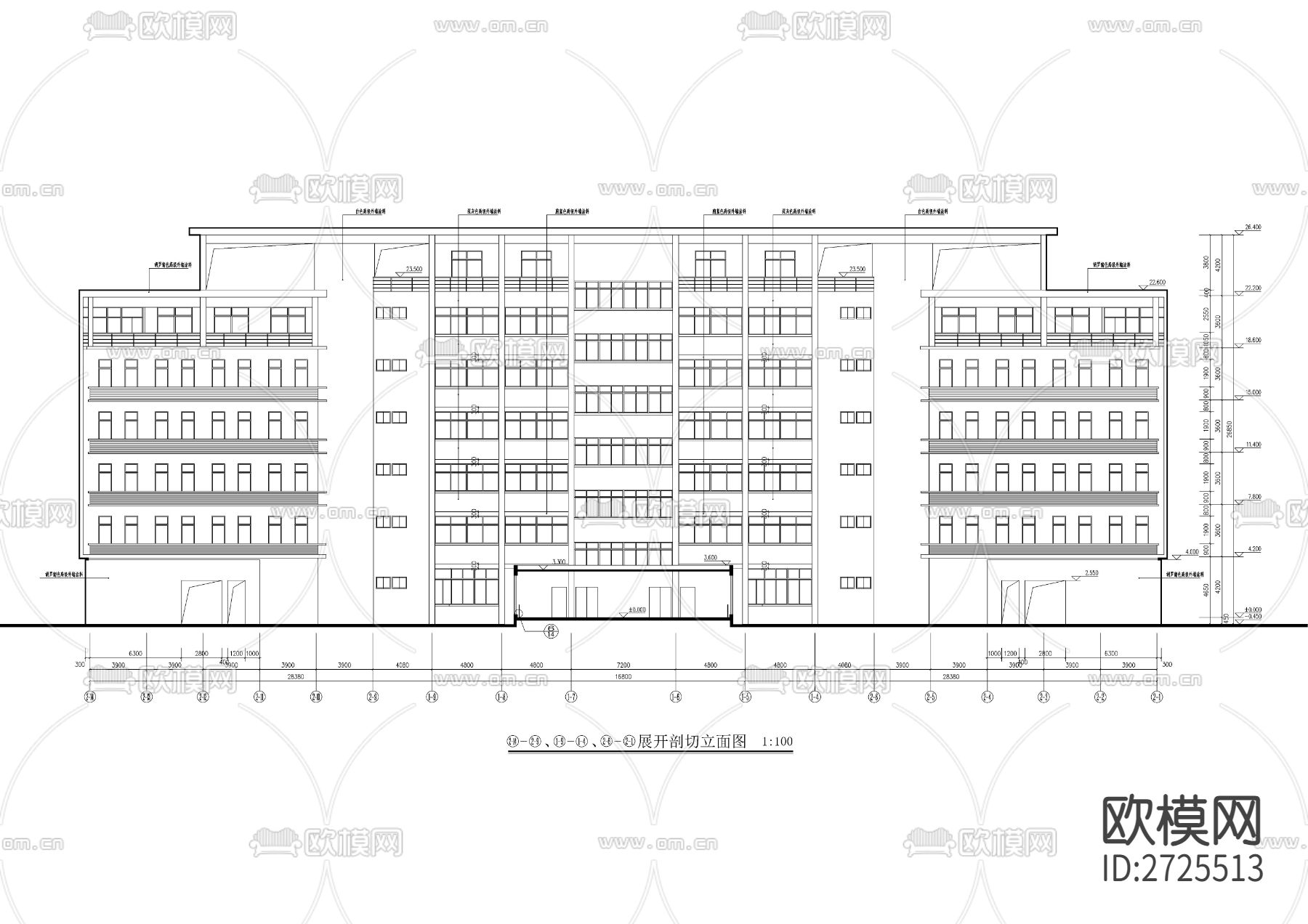 消防大队教学楼建筑CAD施工图下载（渲染图8）