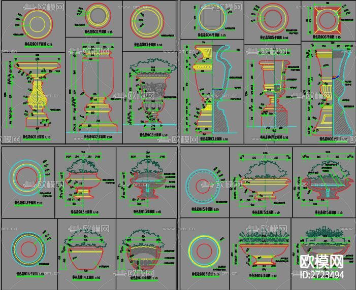 花钵cad图库下载（渲染图2）