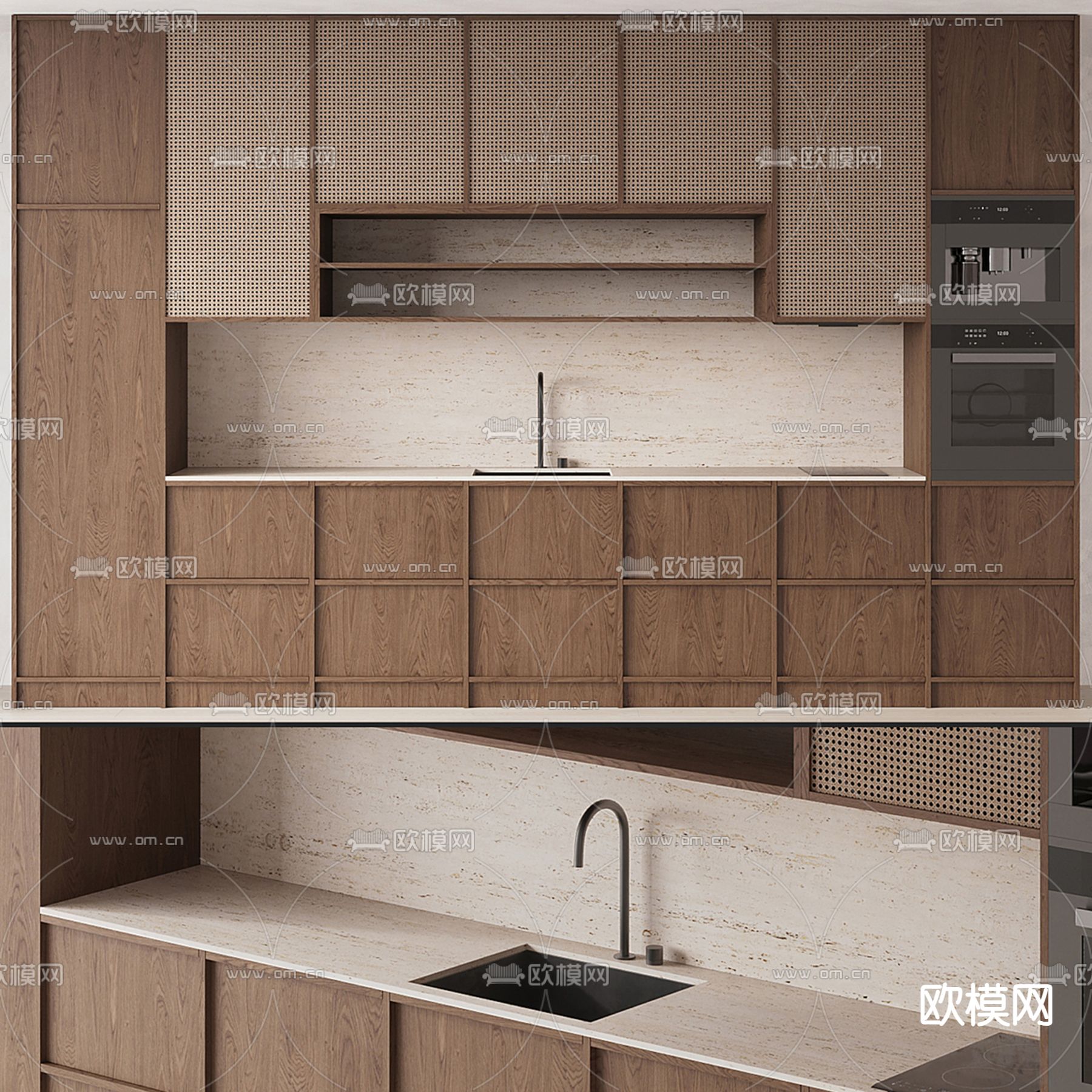 侘寂风厨房 橱柜3d模型下载（渲染图4）