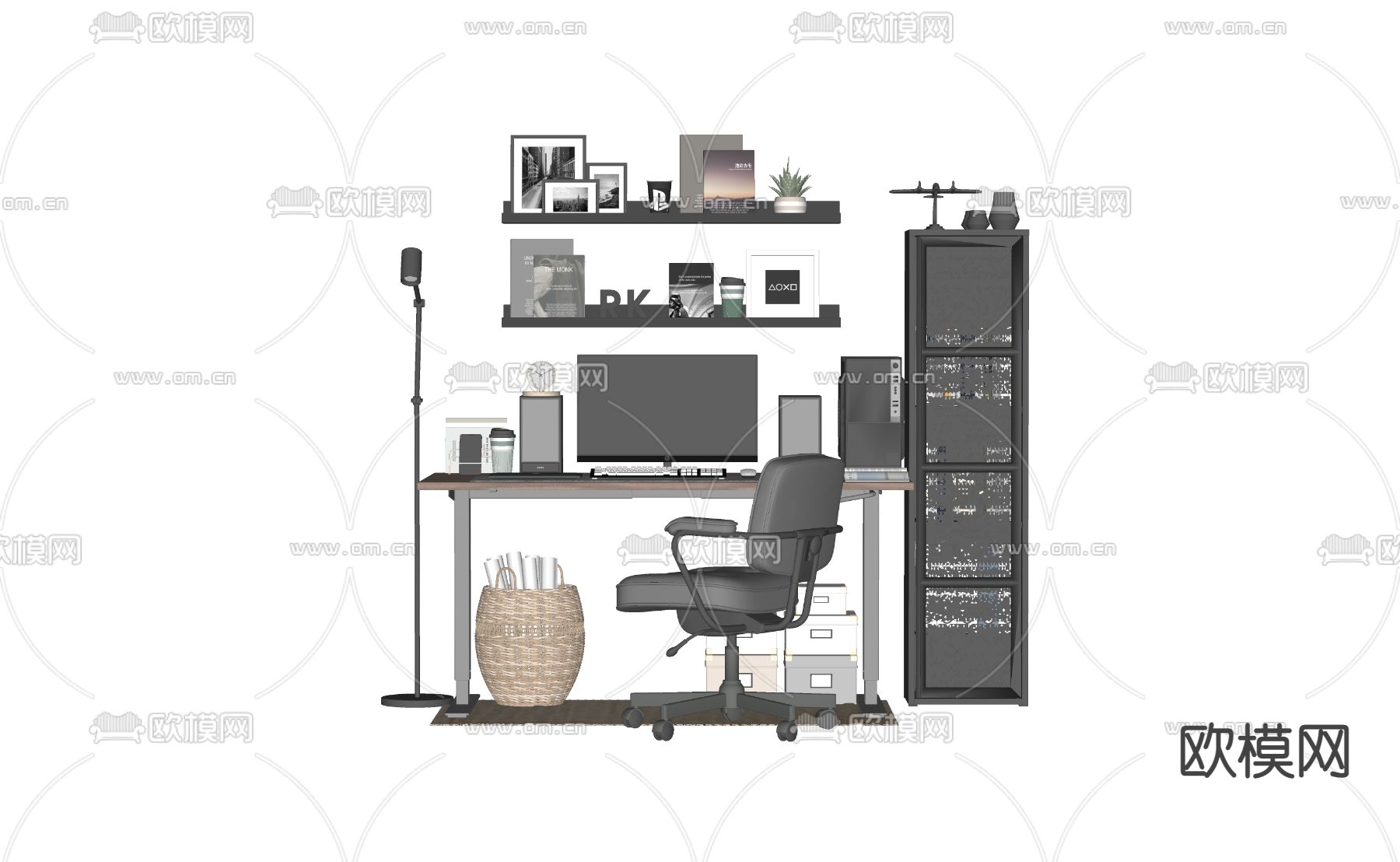 书桌椅su模型下载（渲染图2）