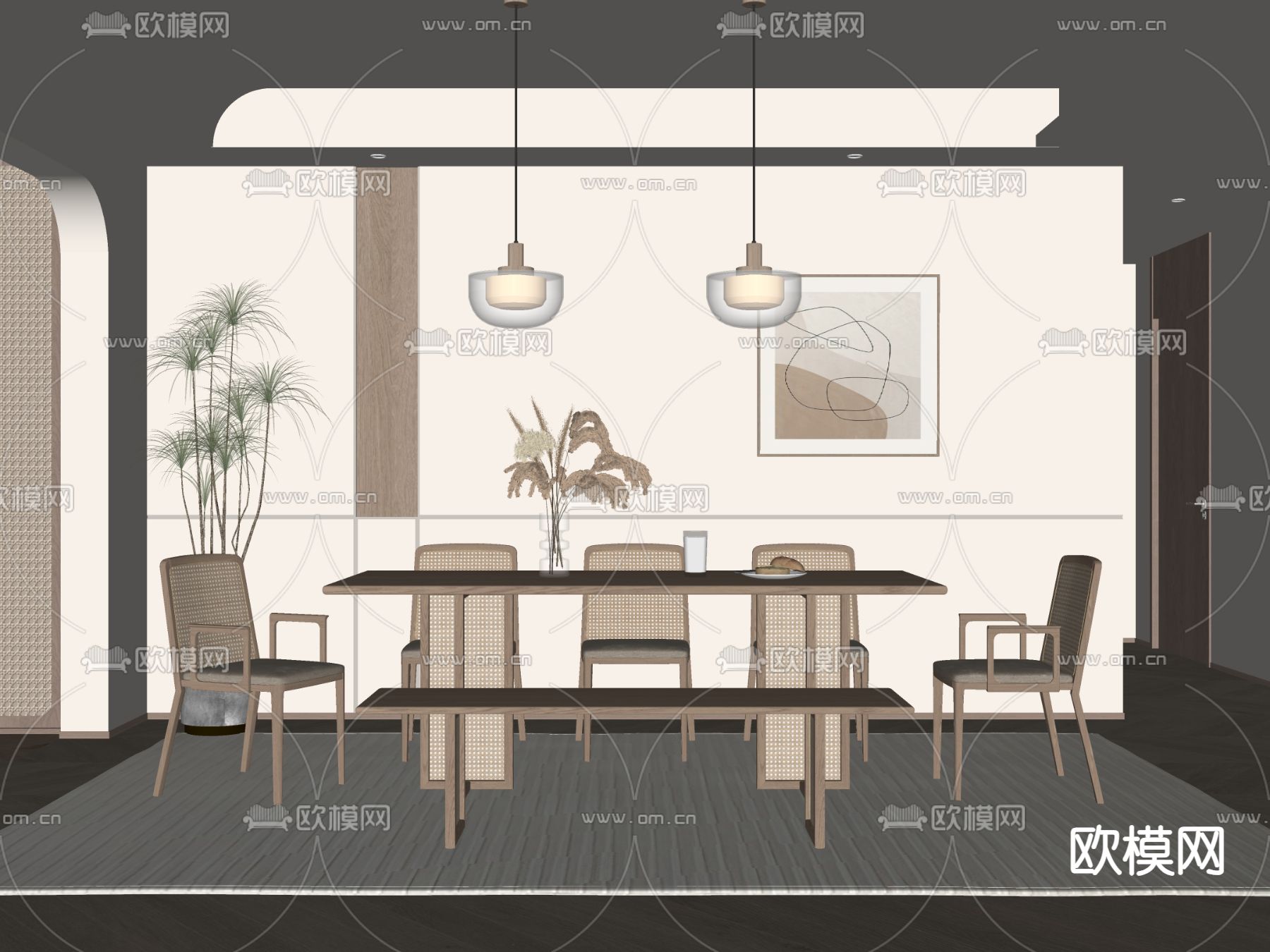 北欧餐厅su模型下载（渲染图2）