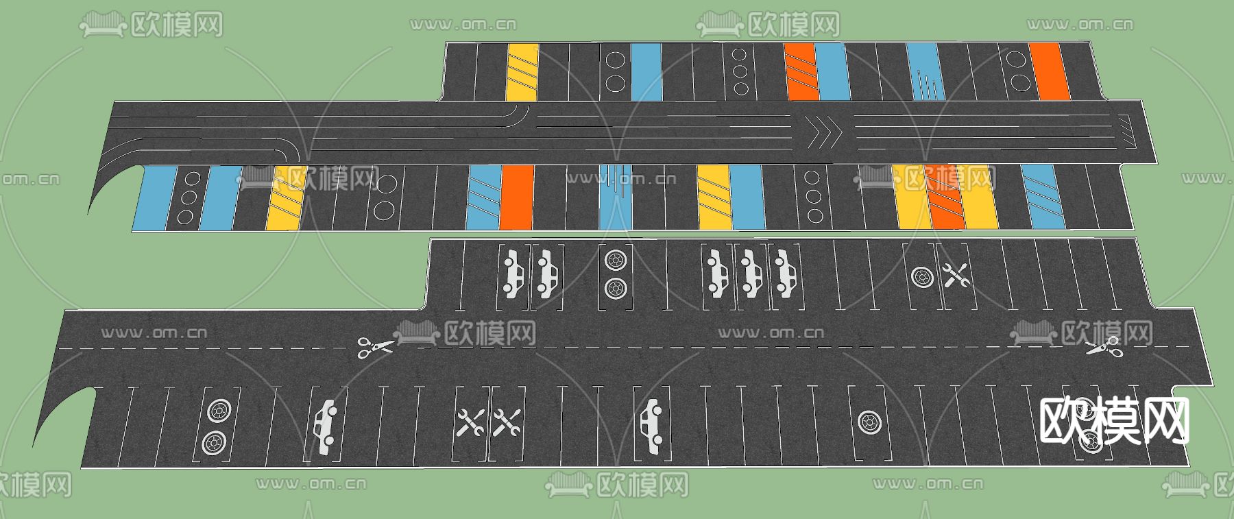 停车场停车位su模型下载（渲染图3）